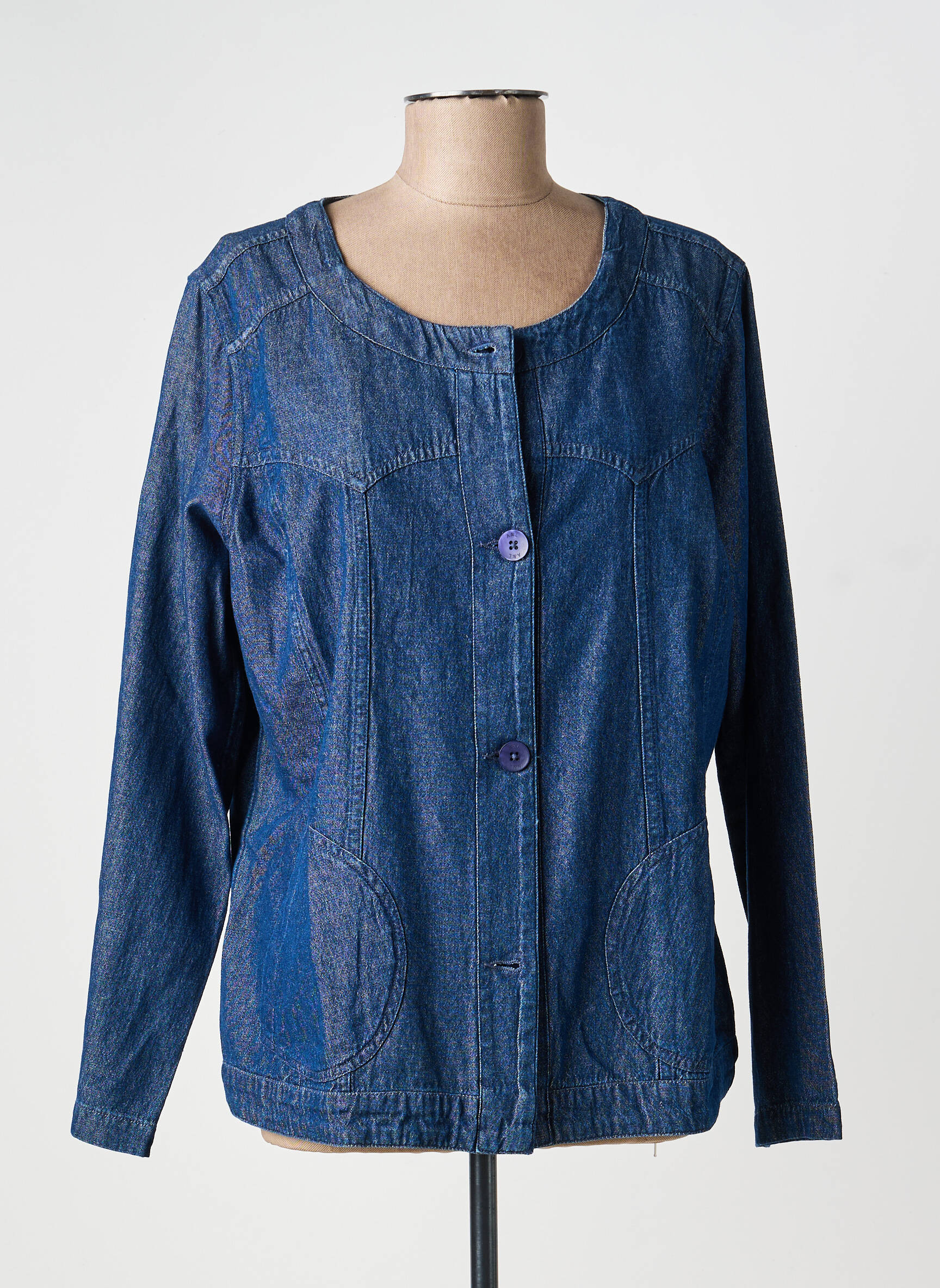 Veste casual col rond bleu AGATHE & LOUISE femme