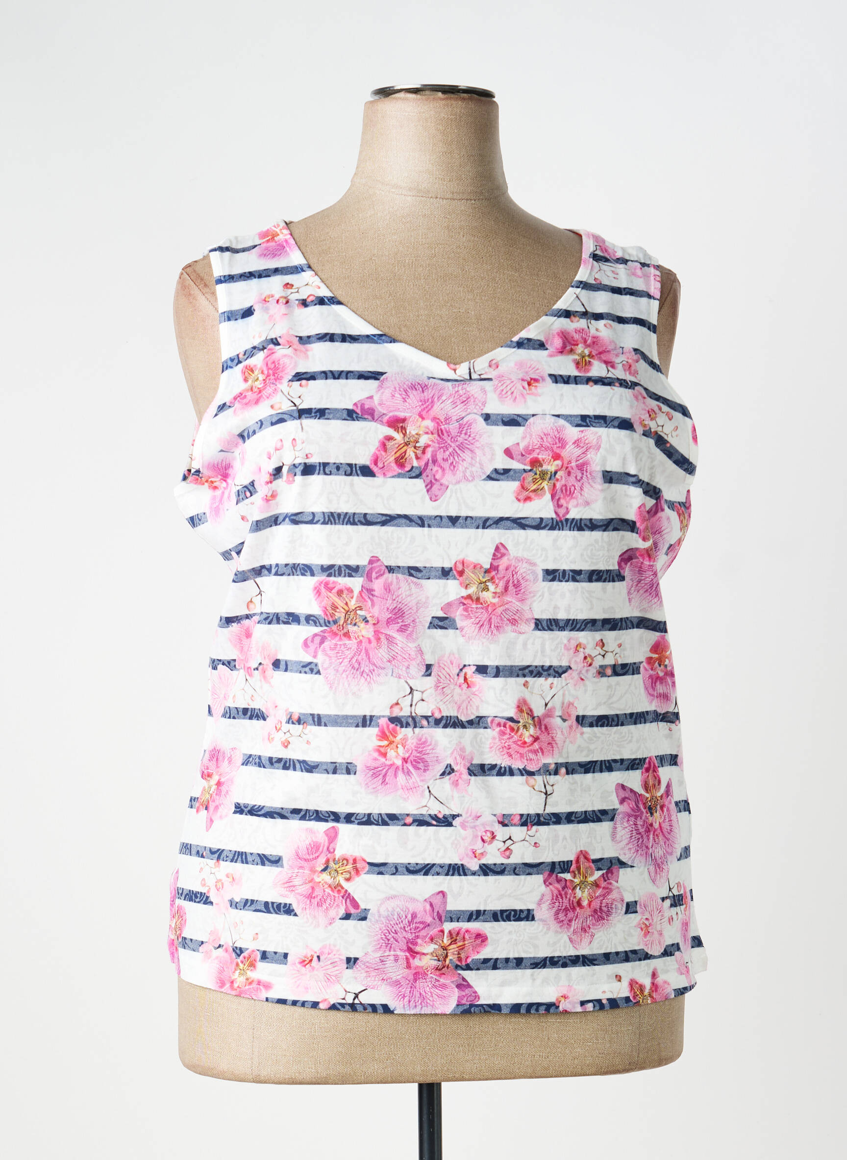 Top tissage jersey sans manche bleu CONCEPT K femme