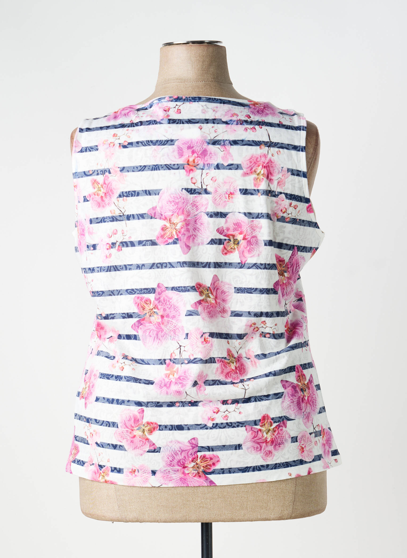 Top tissage jersey sans manche bleu CONCEPT K femme