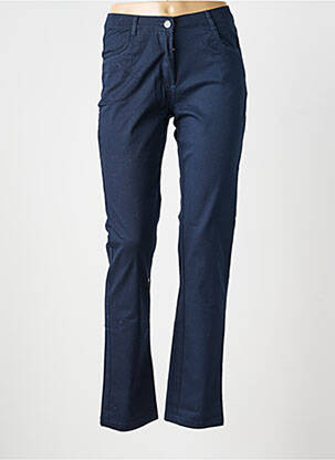 Pantalon slim tissage popeline taille normale bleu FREDA femme
