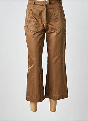 Pantalon 7/8 fermeture zippée sous rabat boutonné taille normale marron FELINO femme