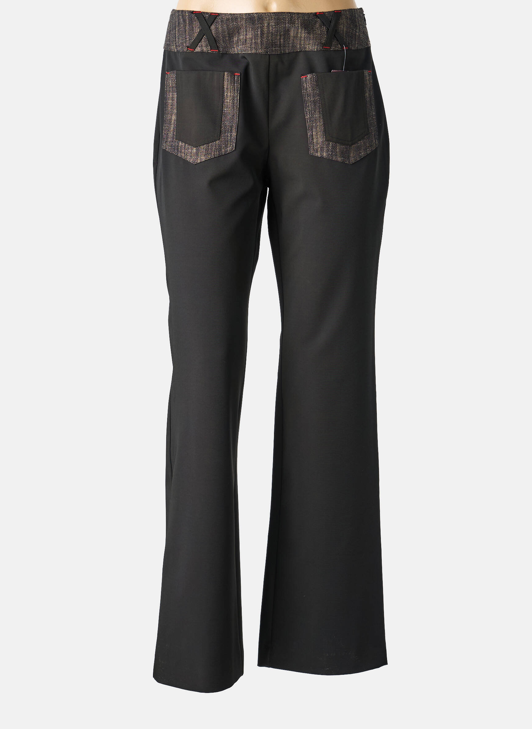 Pantalon droit stretch taille normale noir FELINO femme