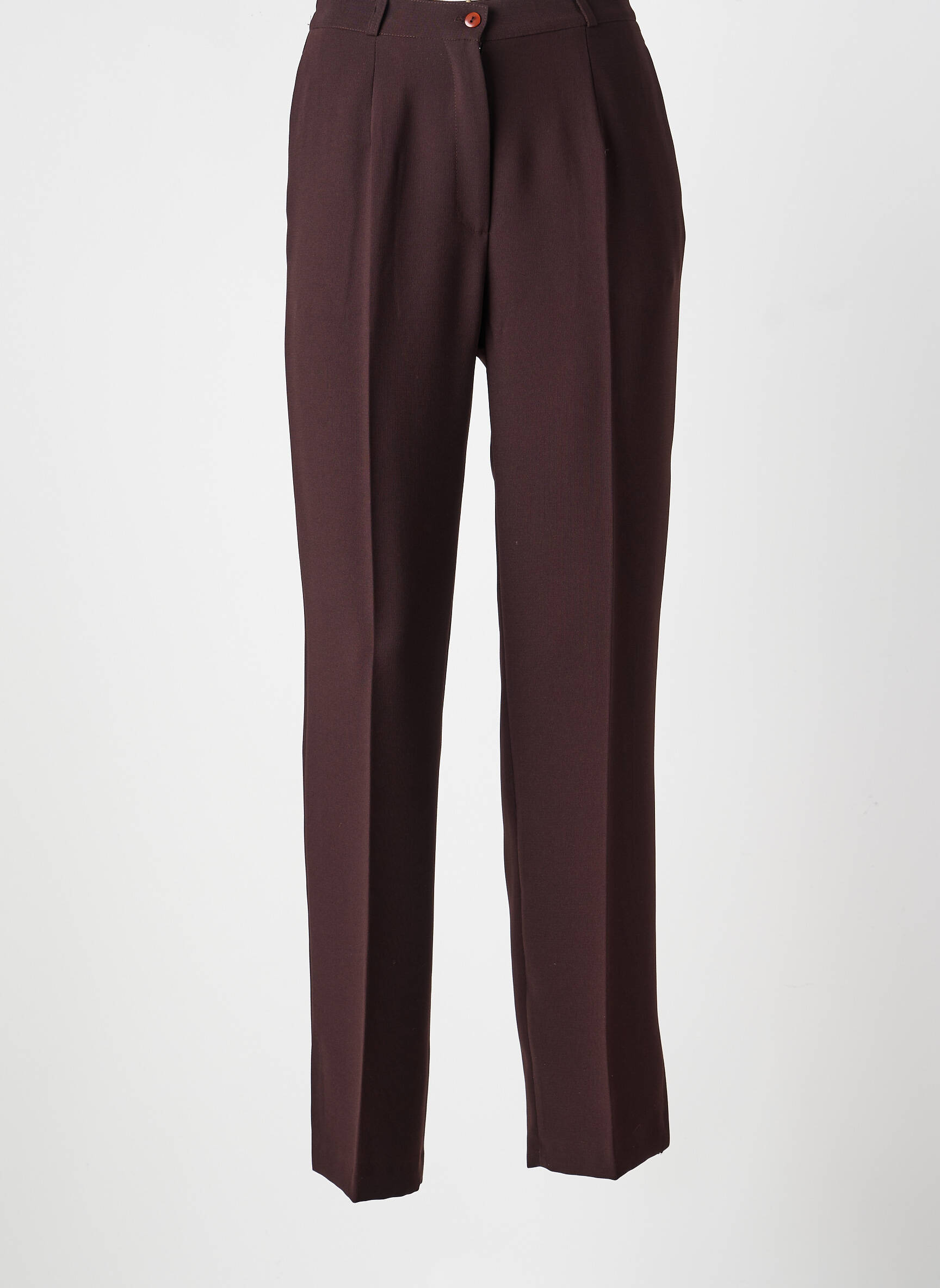 Pantalon droit tissage popeline taille normale marron GLORIA RG femme