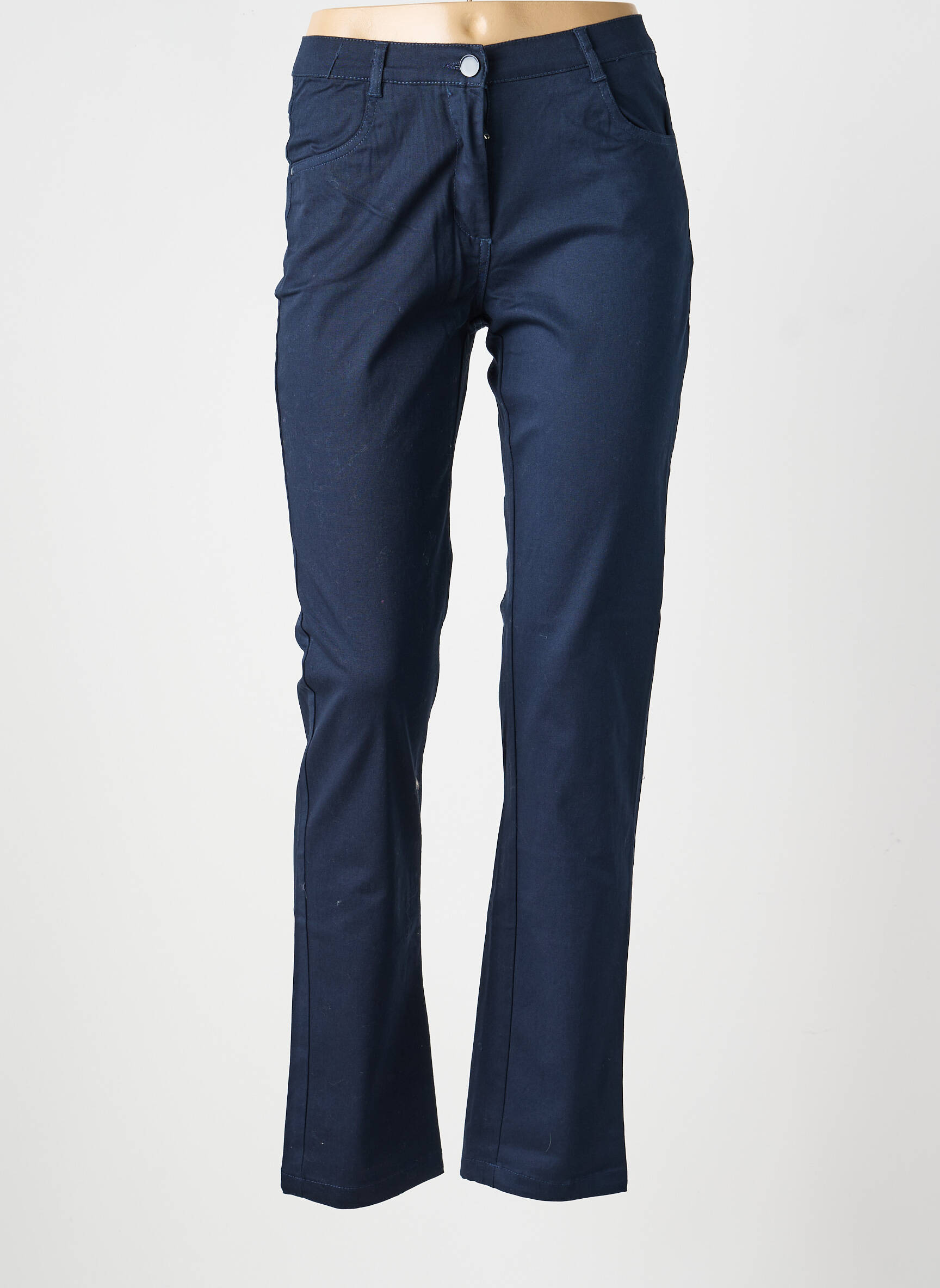 Pantalon slim tissage popeline taille normale bleu FREDA femme