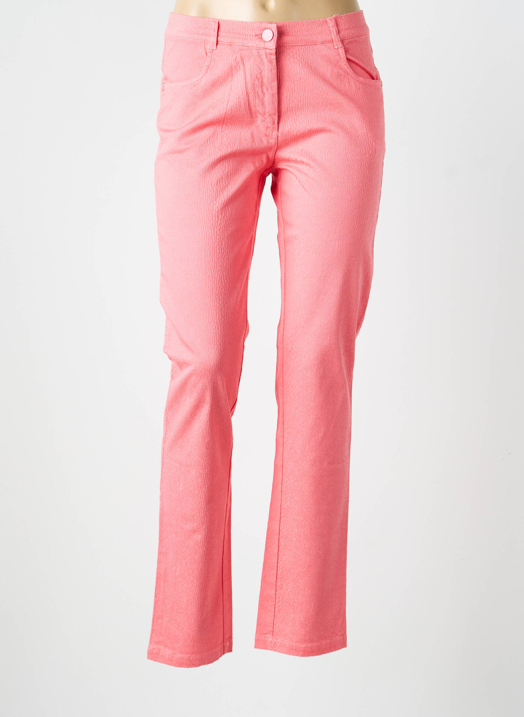 Pantalon droit stretch taille normale rose FREDA femme