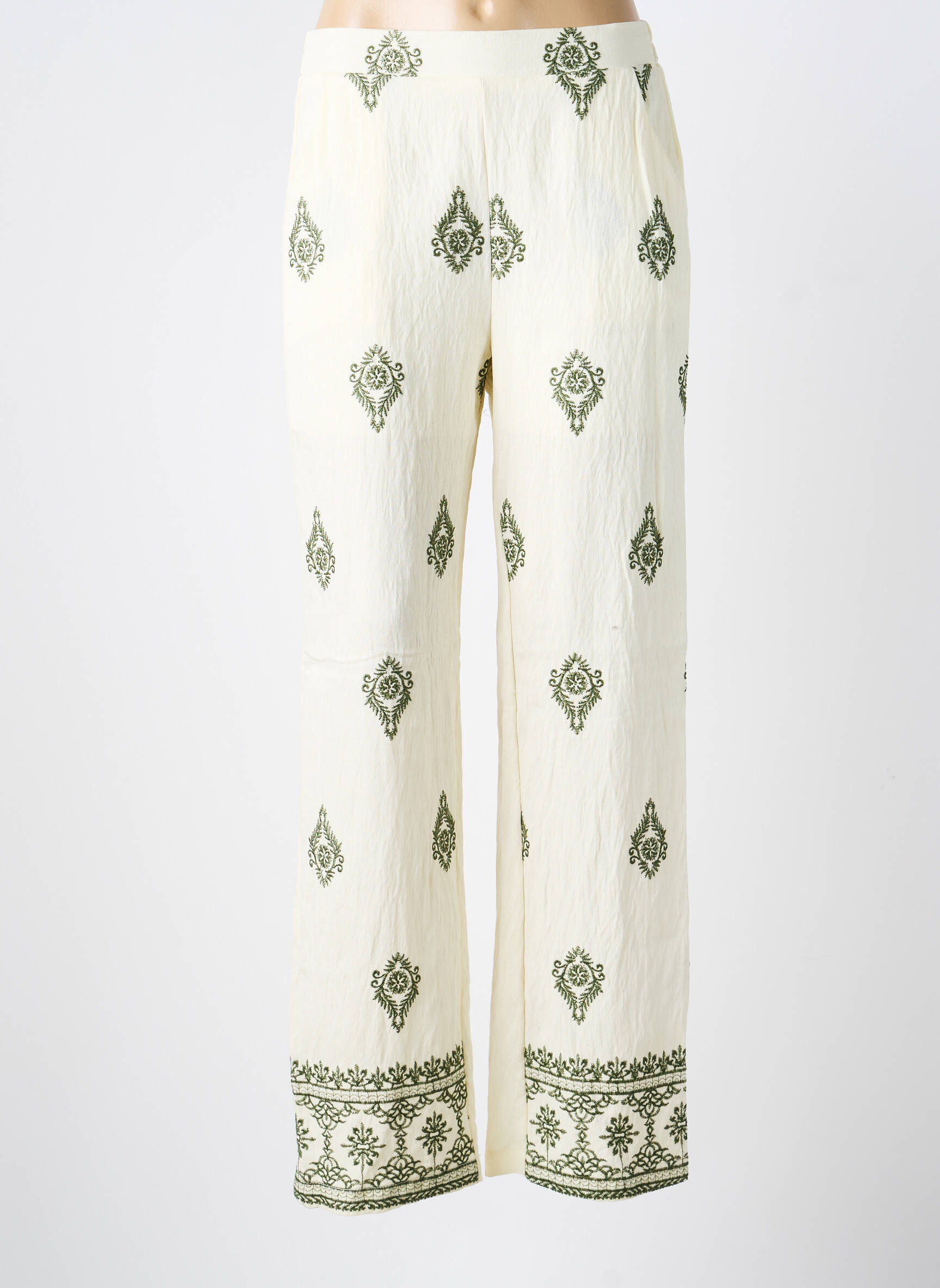Pantalon droit taille élastique taille normale beige J&H FASHION femme