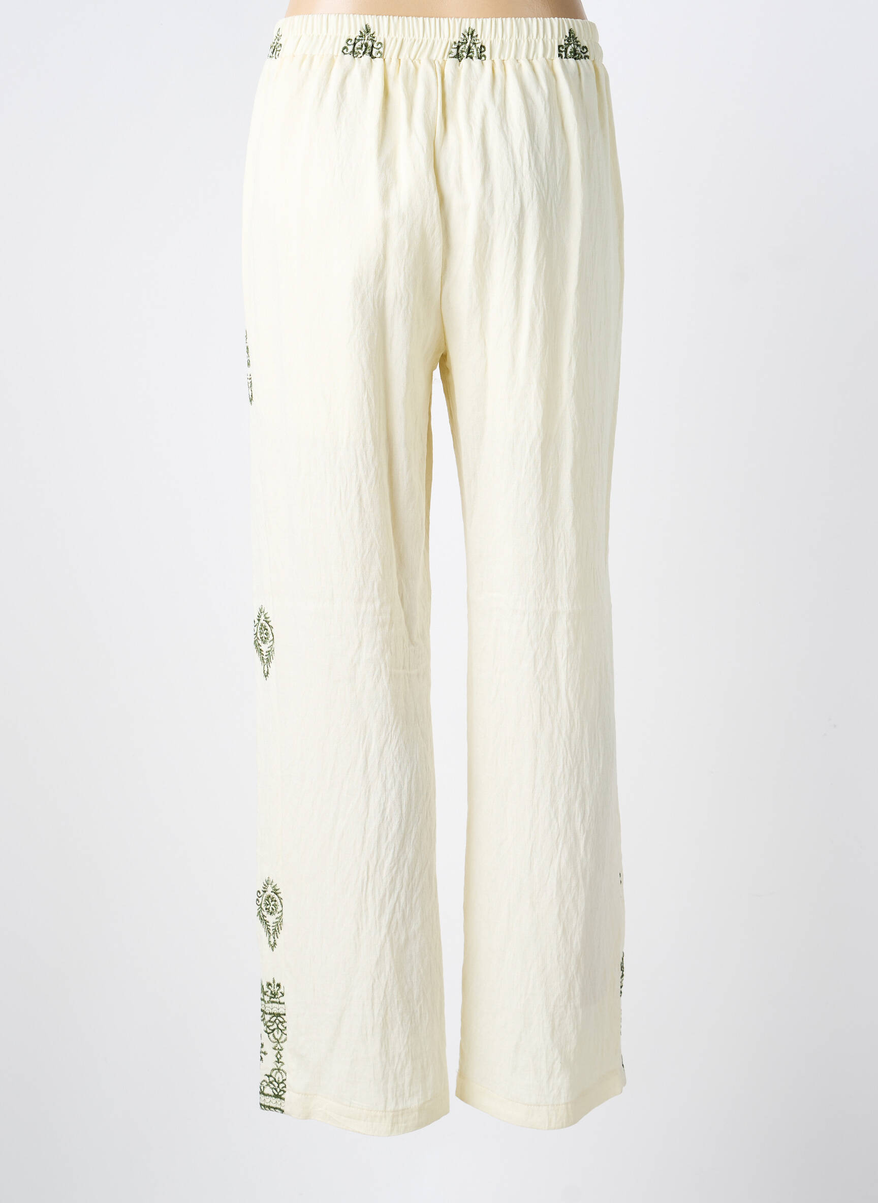 Pantalon droit taille élastique taille normale beige J&H FASHION femme