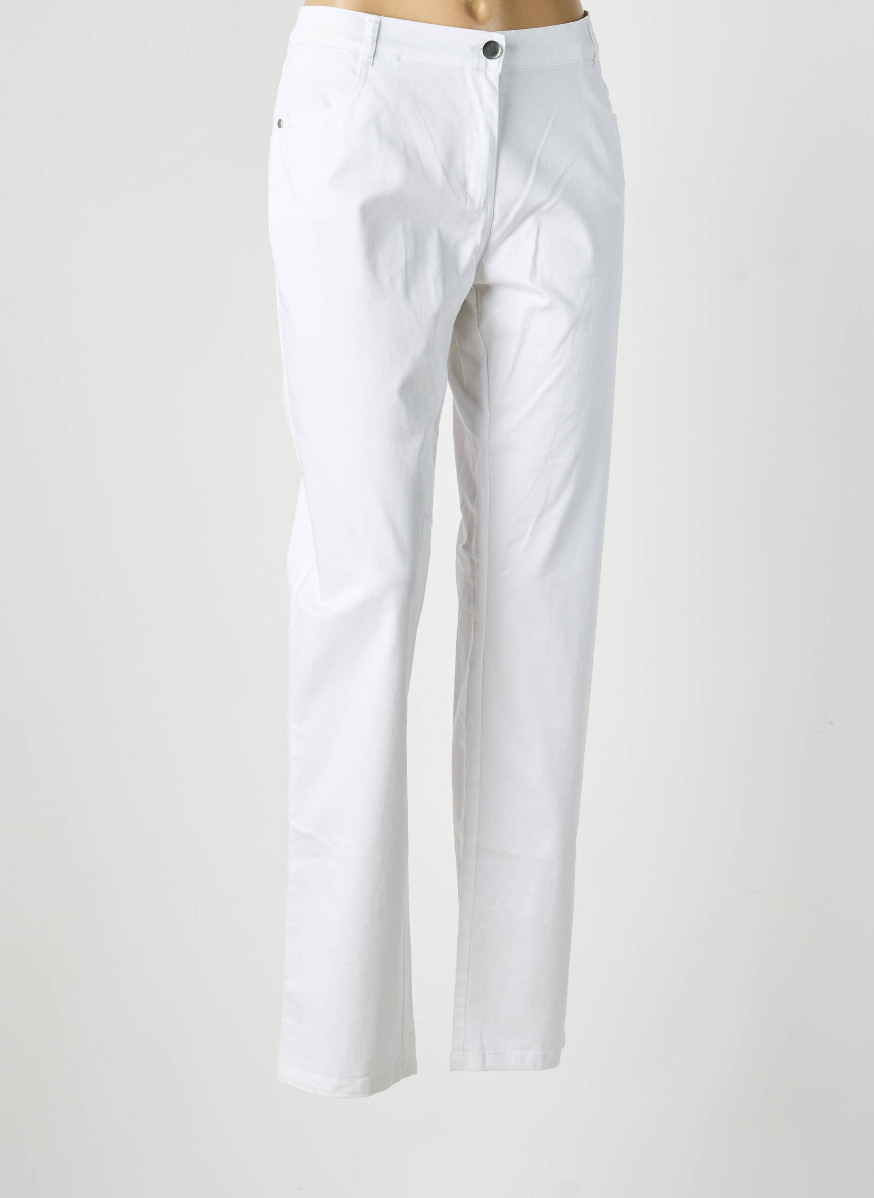 Pantalon droit stretch taille normale blanc FREDA femme