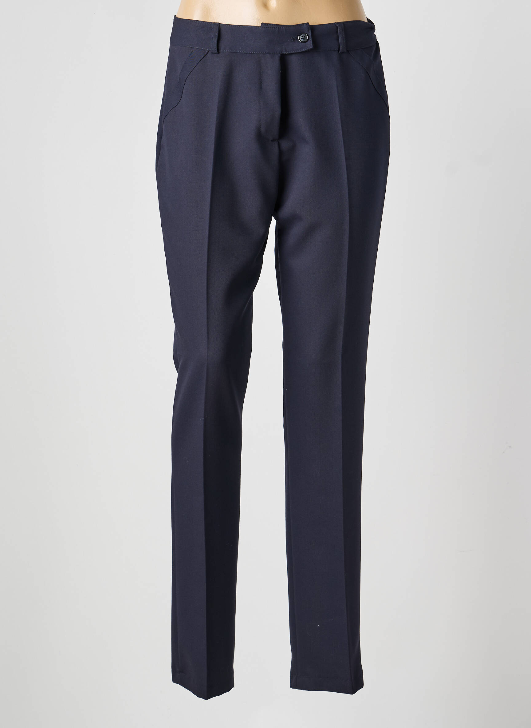 Pantalon droit tissage popeline taille normale bleu FEMMES JE VOUS AIME femme