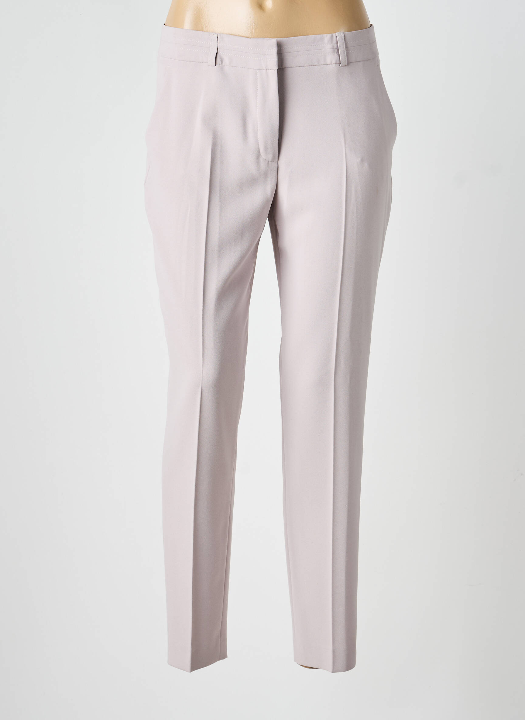 Pantalon droit tissage crêpe taille normale beige ANTONELLE femme