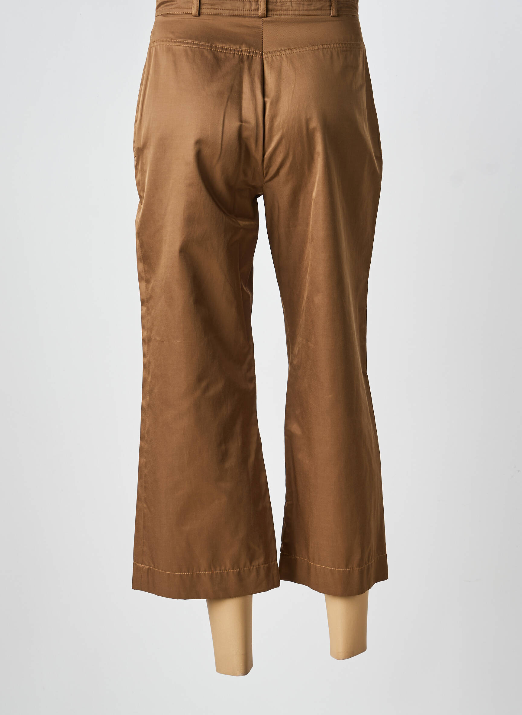 Pantalon 7/8 fermeture zippée sous rabat boutonné taille normale marron FELINO femme