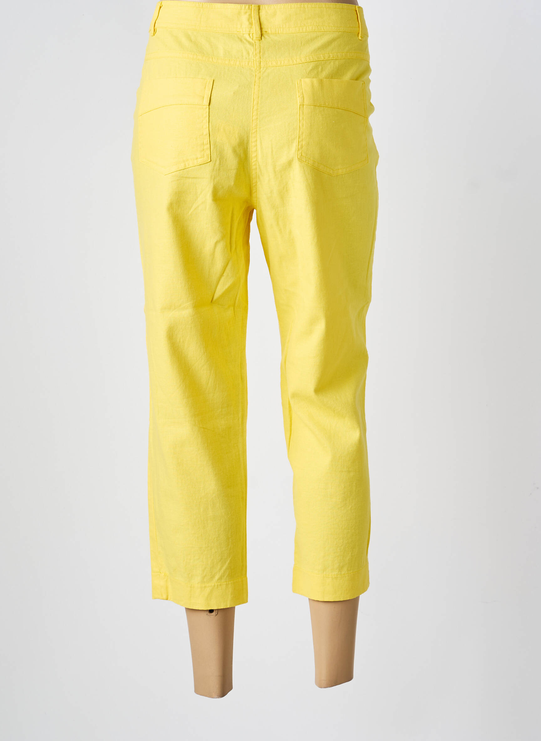 Pantalon 7/8 fermeture zippée sous rabat boutonné taille normale jaune FELINO femme