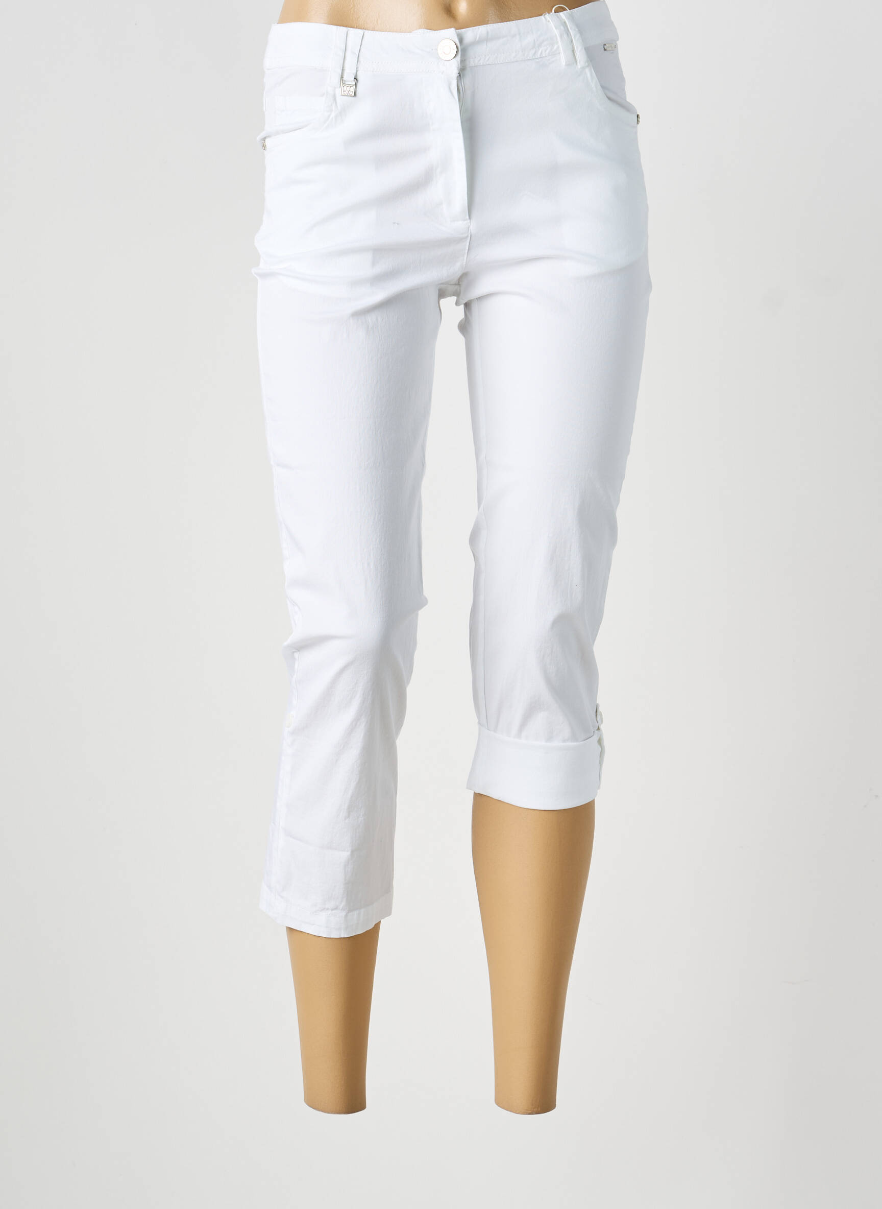 Pantacourt stretch taille normale blanc AGATHE & LOUISE femme