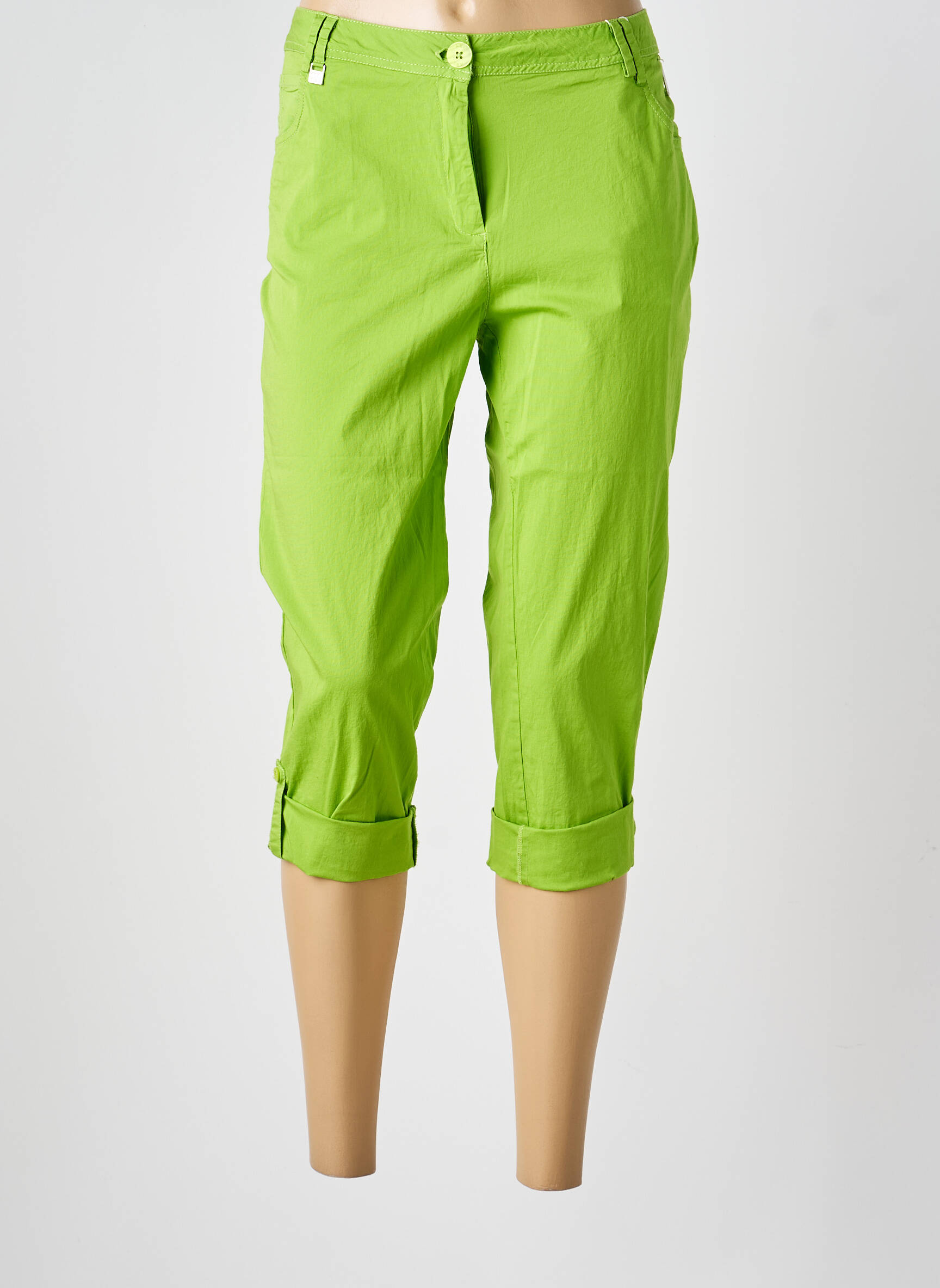 Pantacourt stretch taille normale vert AGATHE & LOUISE femme