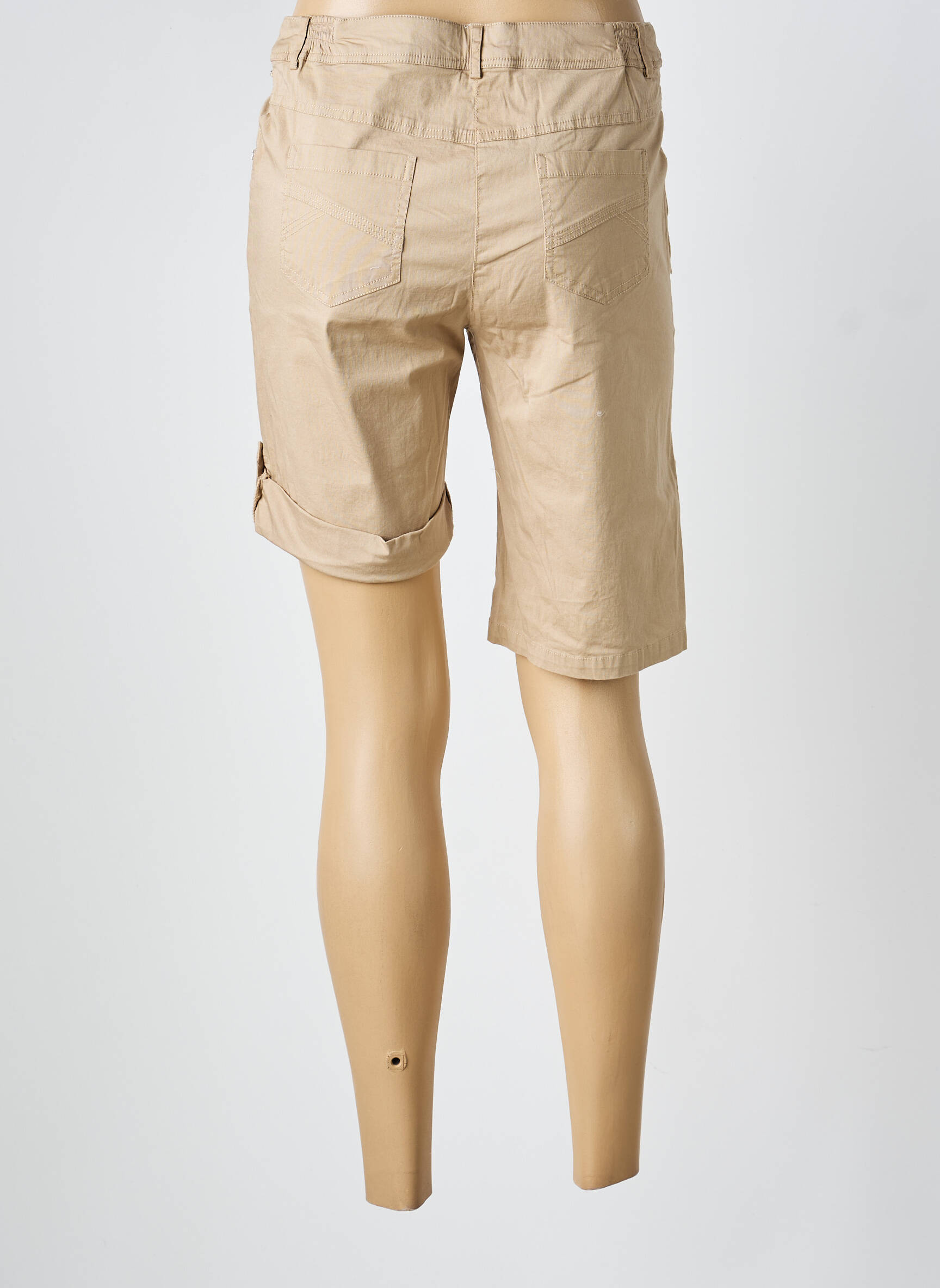 Bermuda tissage popeline taille normale beige AGATHE & LOUISE femme