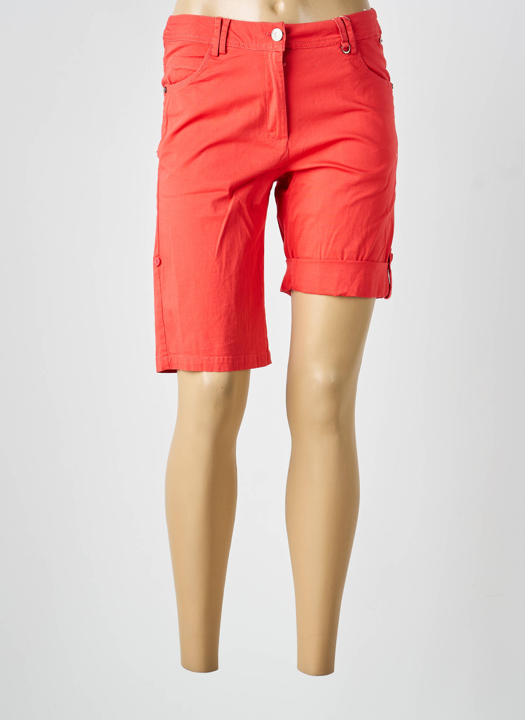 Bermuda tissage popeline taille normale rouge AGATHE & LOUISE femme