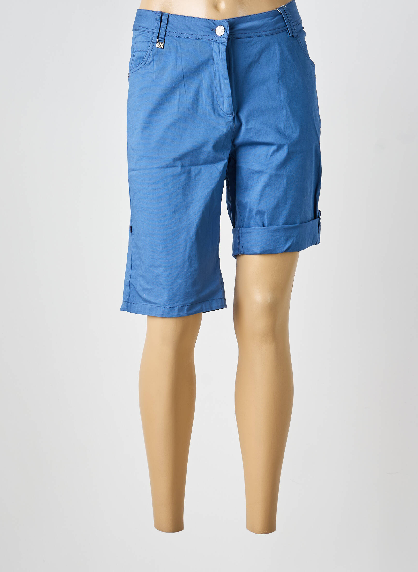 Bermuda tissage popeline taille normale bleu AGATHE & LOUISE femme