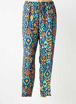 Pantalon droit tissage popeline taille normale bleu TINTA femme