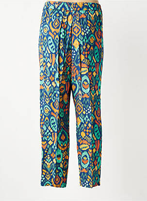 Pantalon droit tissage popeline taille normale bleu TINTA femme