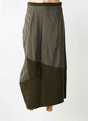 Jupe longue fermeture zippée au dos vert FILLE DES SABLES femme