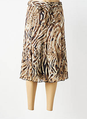 Jupe mi-longue coupe droite marron UN TEMPS POUR ELLE femme