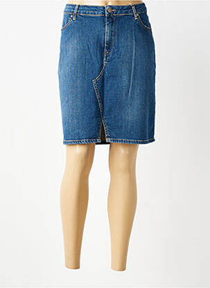 Jupe mi-longue stretch bleu KANOPE femme