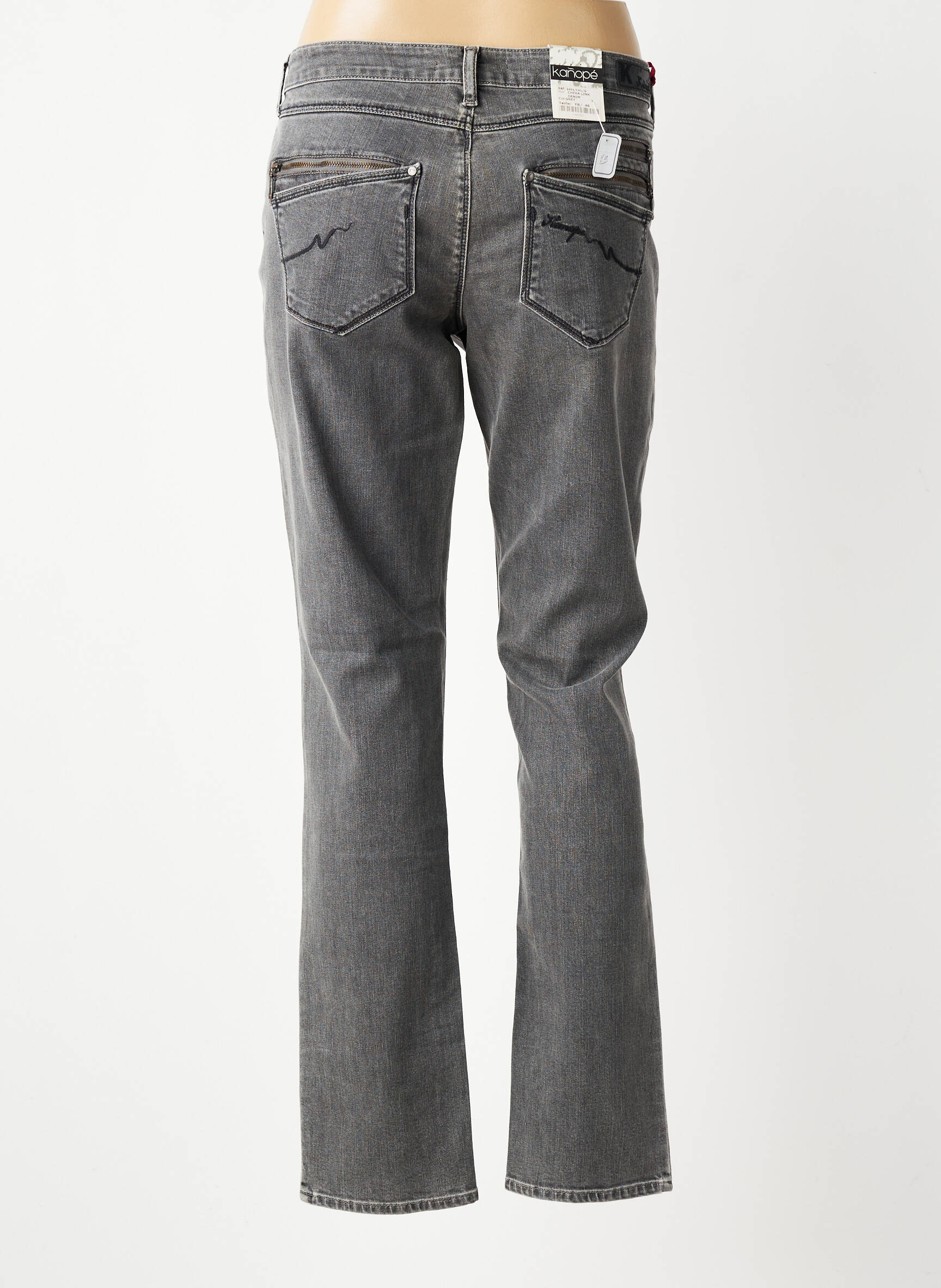 Jeans coupe droite stretch taille normale gris KANOPE femme