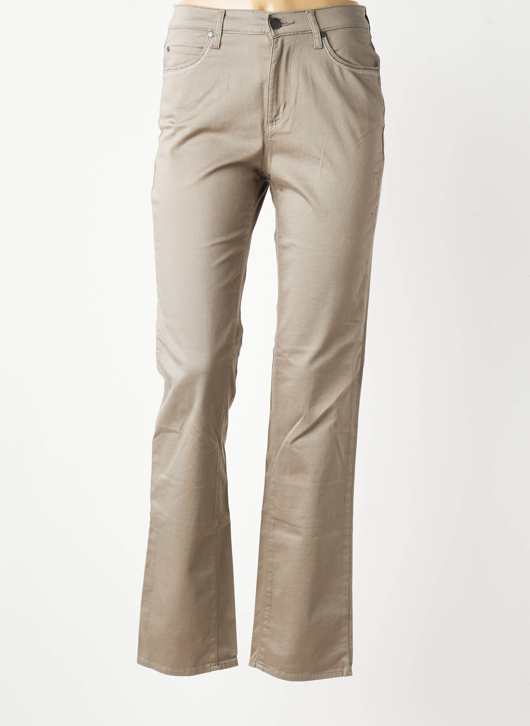 Pantalon droit stretch taille normale beige KANOPE femme