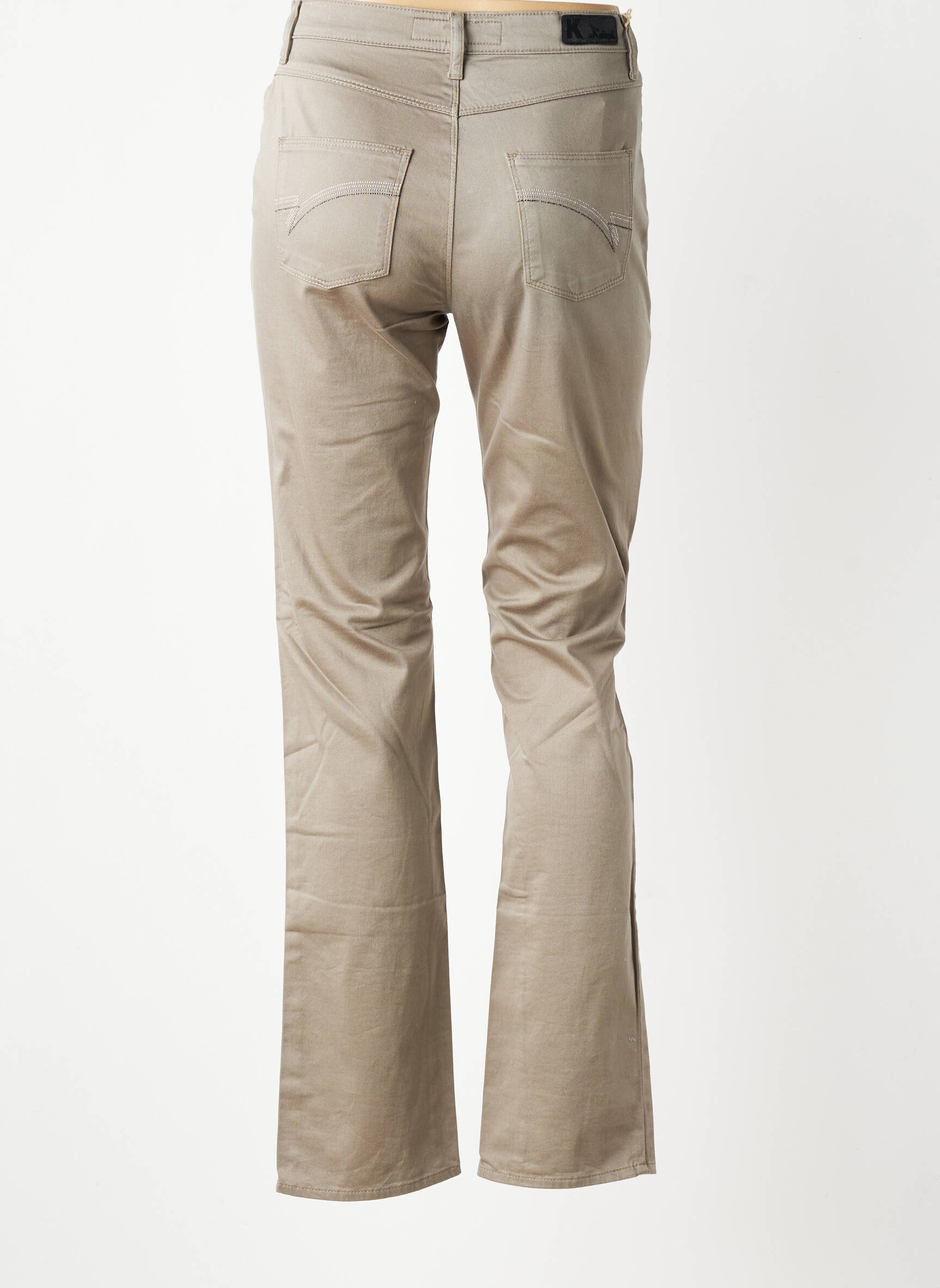 Pantalon droit stretch taille normale beige KANOPE femme
