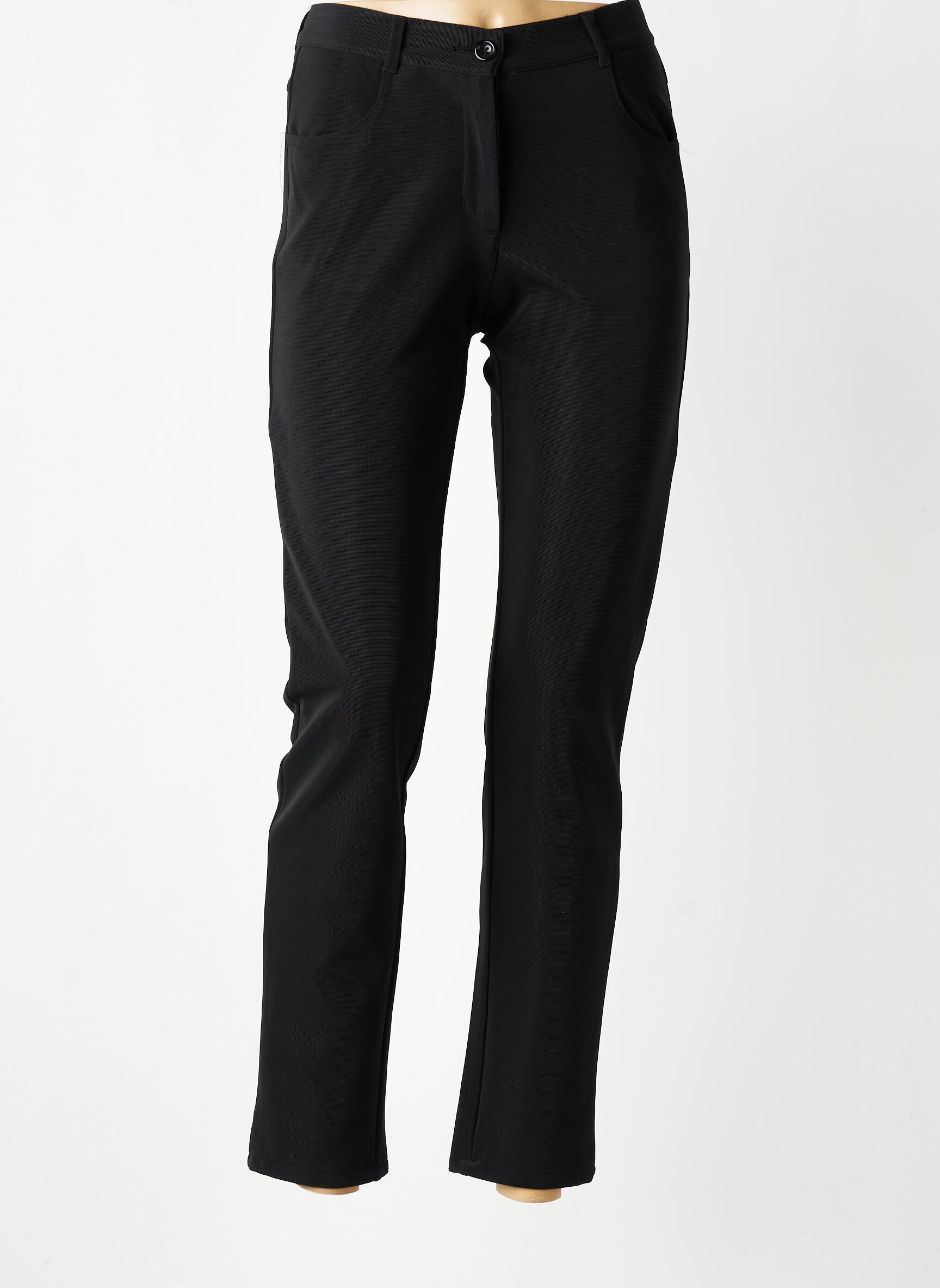 Pantalon slim tissage popeline taille normale noir FREDA femme