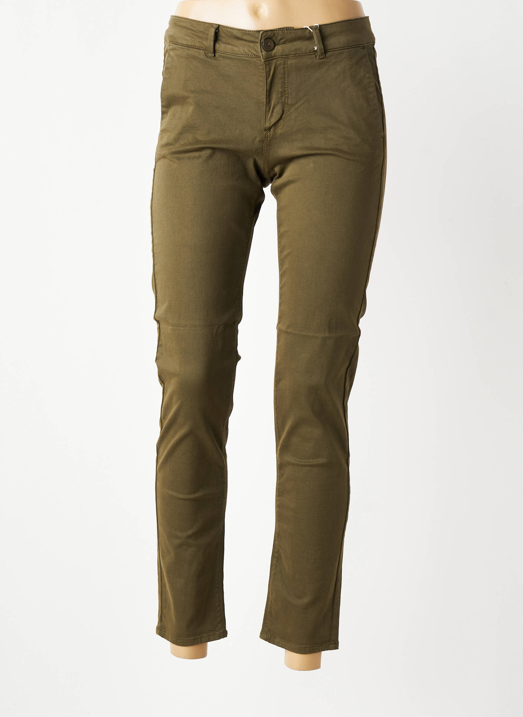 Pantalon chino stretch taille normale vert KANOPE femme