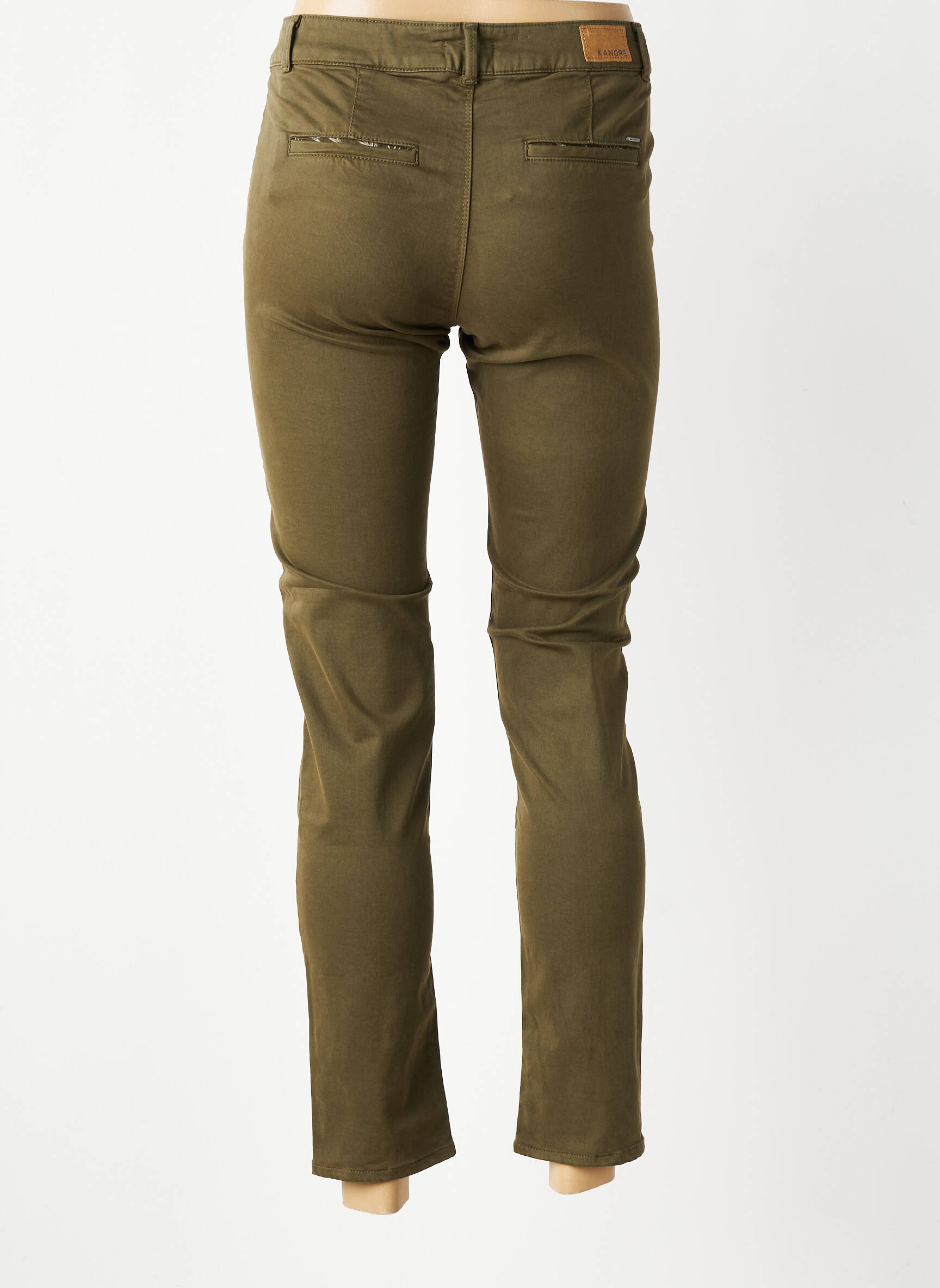 Pantalon chino stretch taille normale vert KANOPE femme