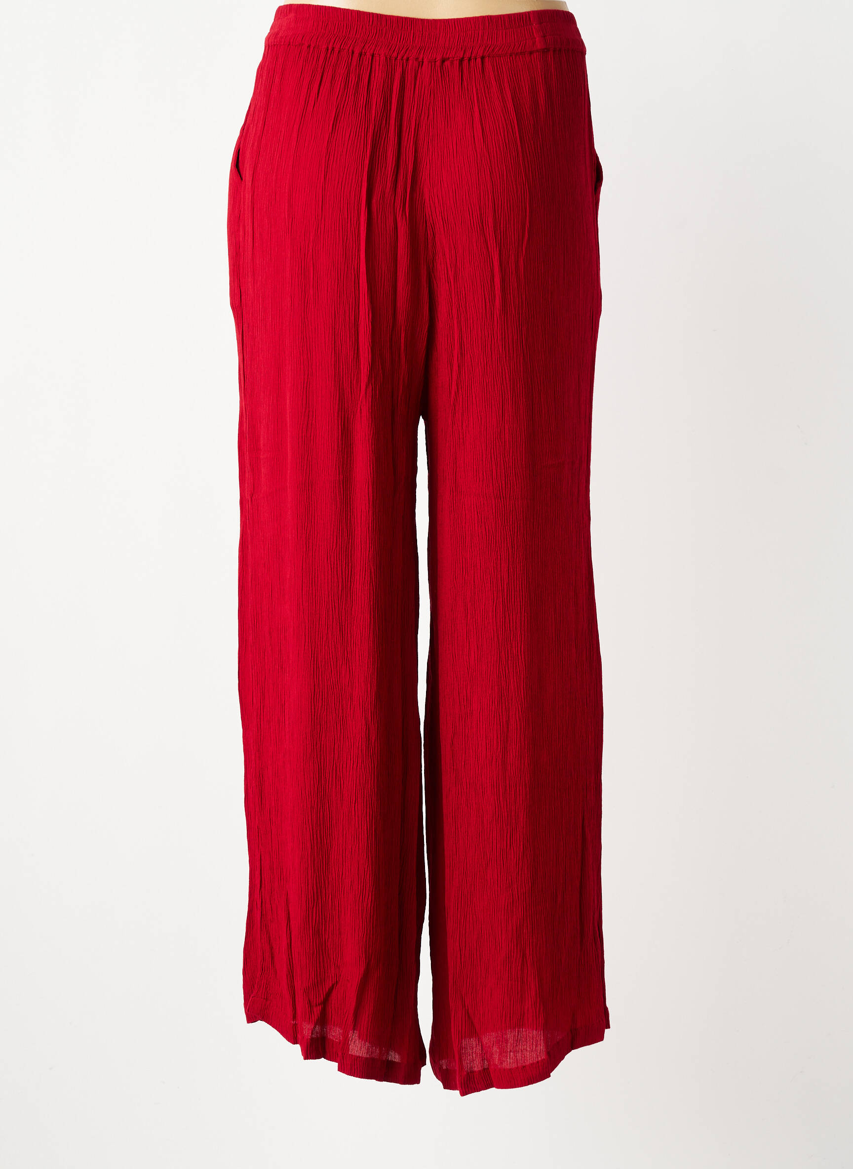 Pantalon large tissage crêpe taille normale rouge AGATHE & LOUISE femme