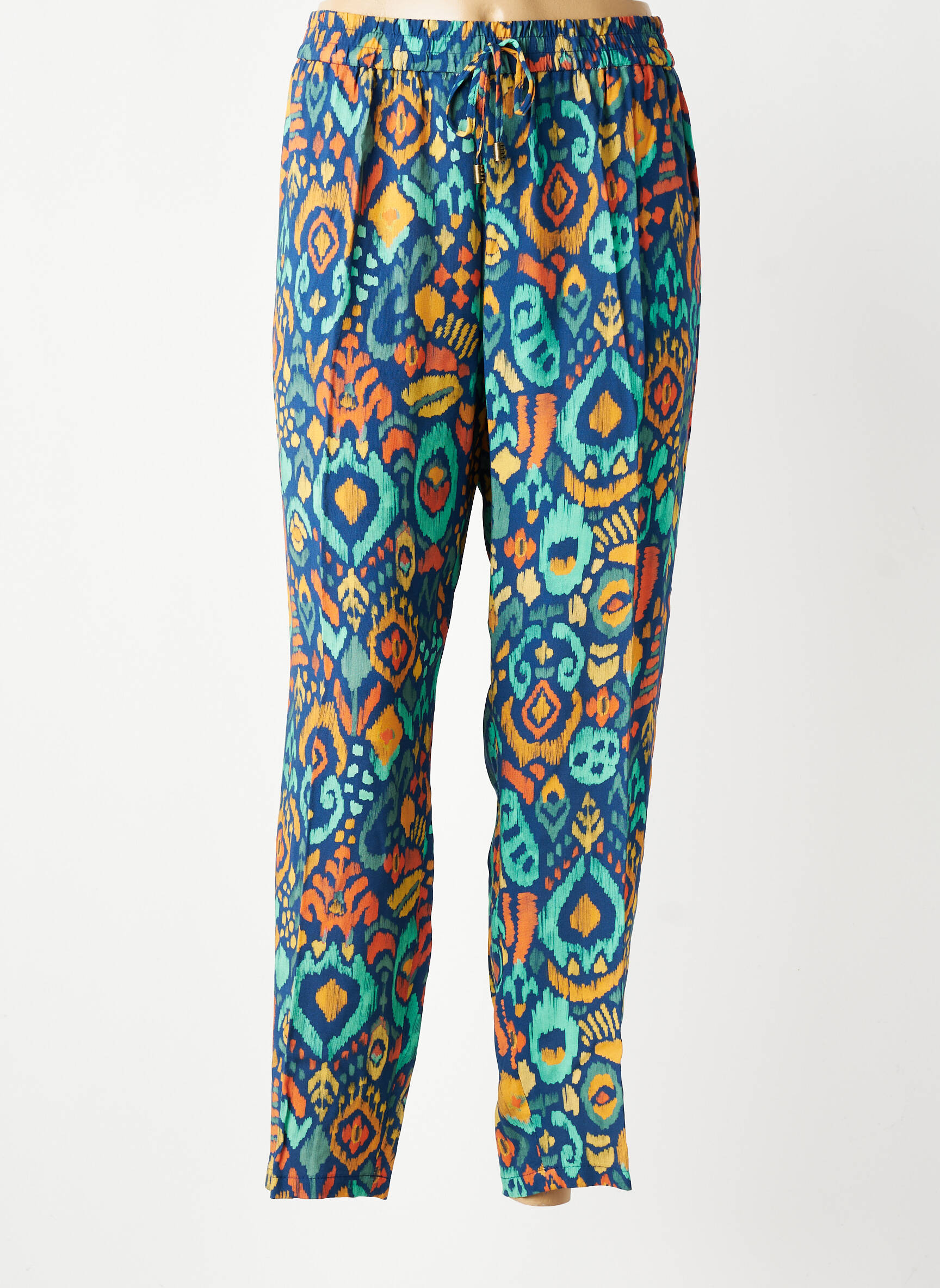 Pantalon droit tissage popeline taille normale bleu TINTA femme