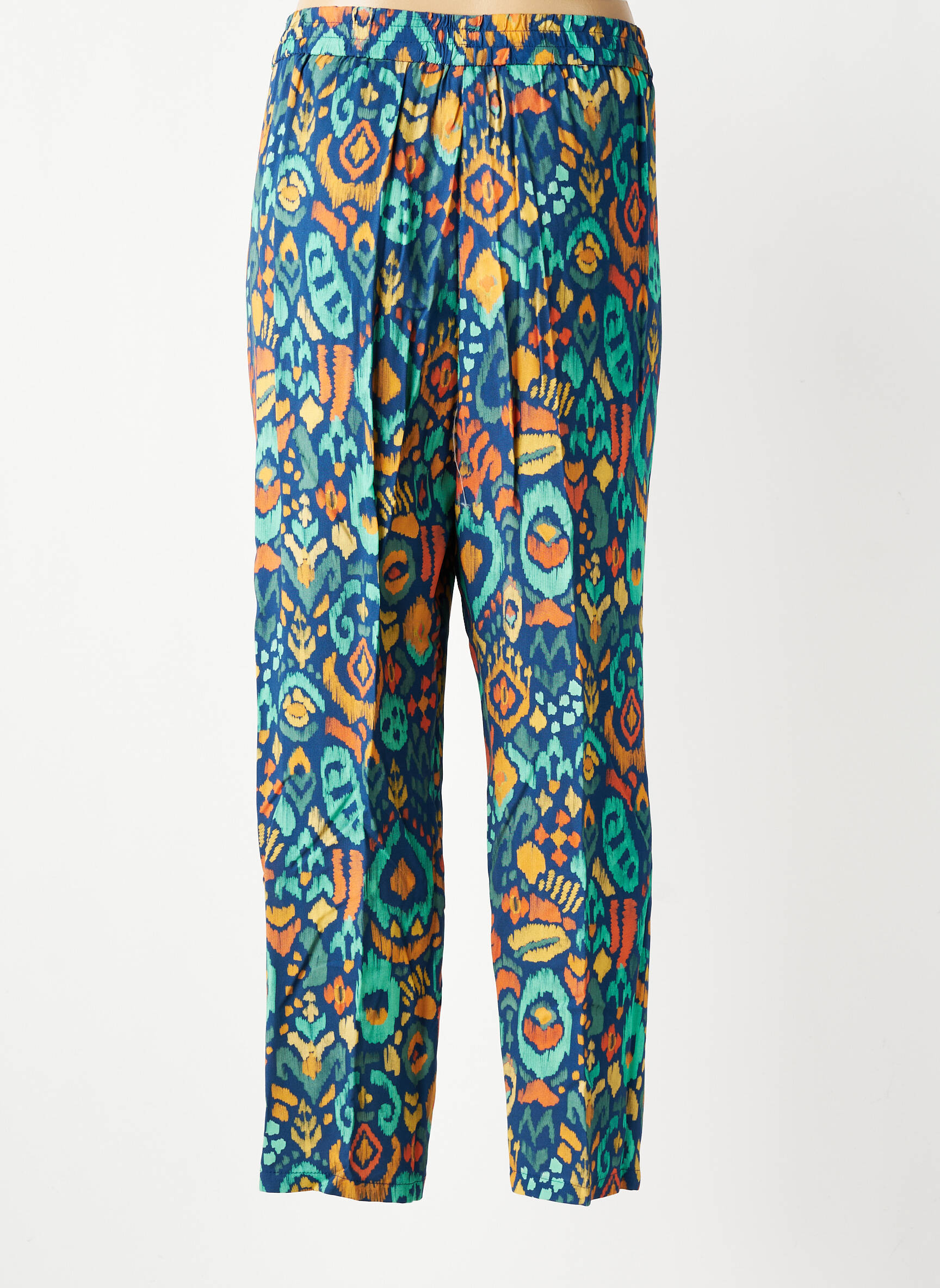 Pantalon droit tissage popeline taille normale bleu TINTA femme