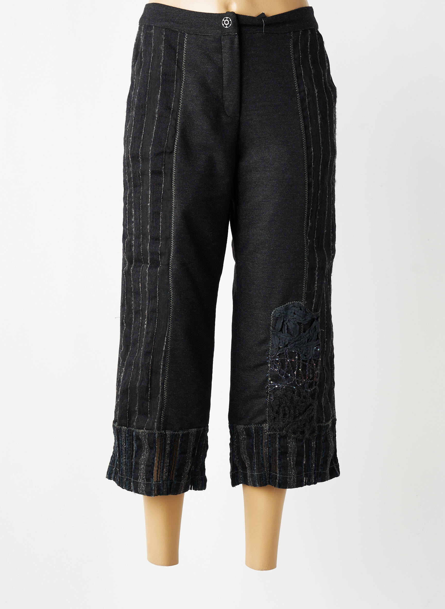 Pantacourt coupe droite taille normale gris FILLE DES SABLES femme
