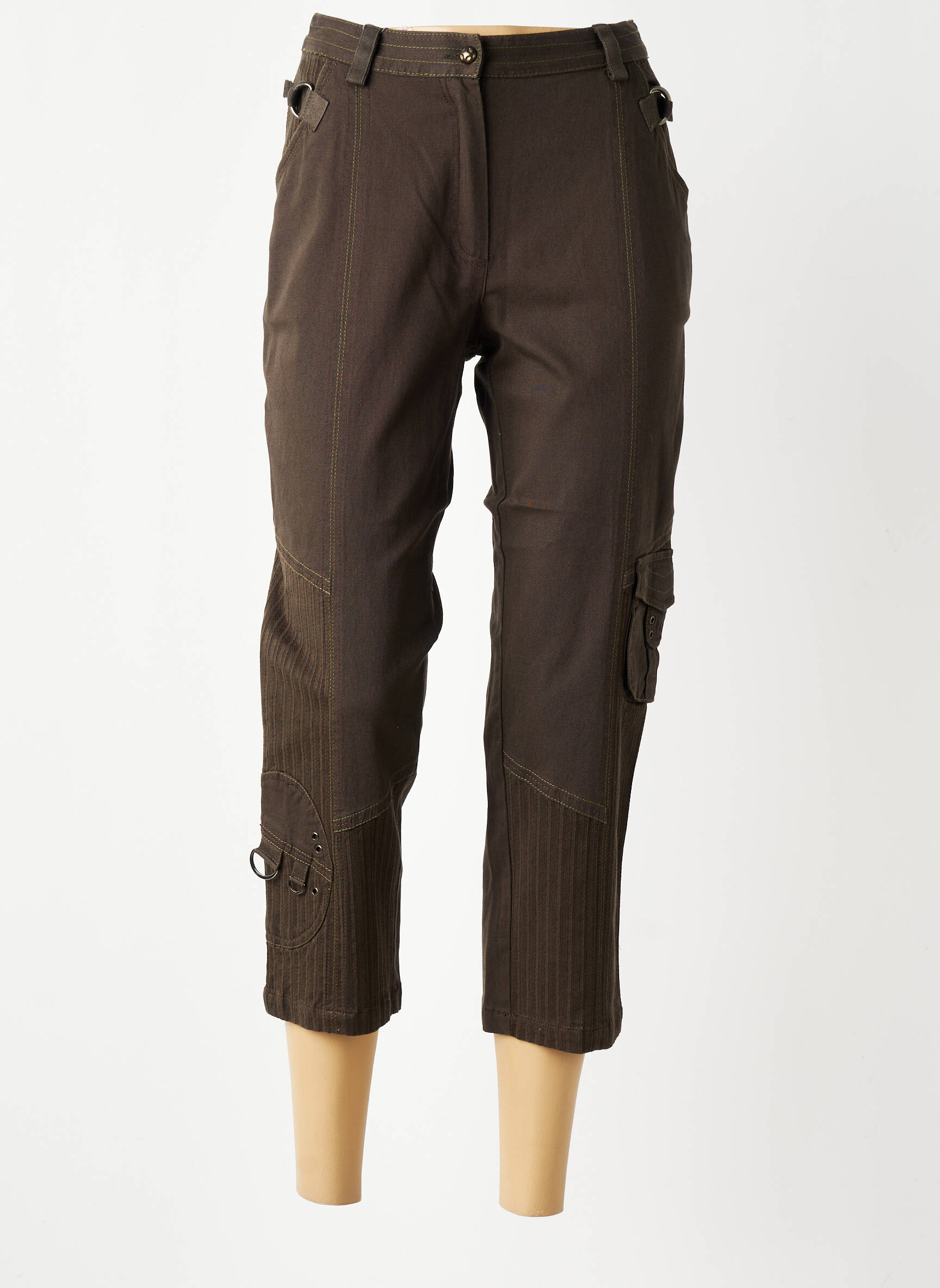 Pantacourt stretch taille normale vert JAC JAC femme