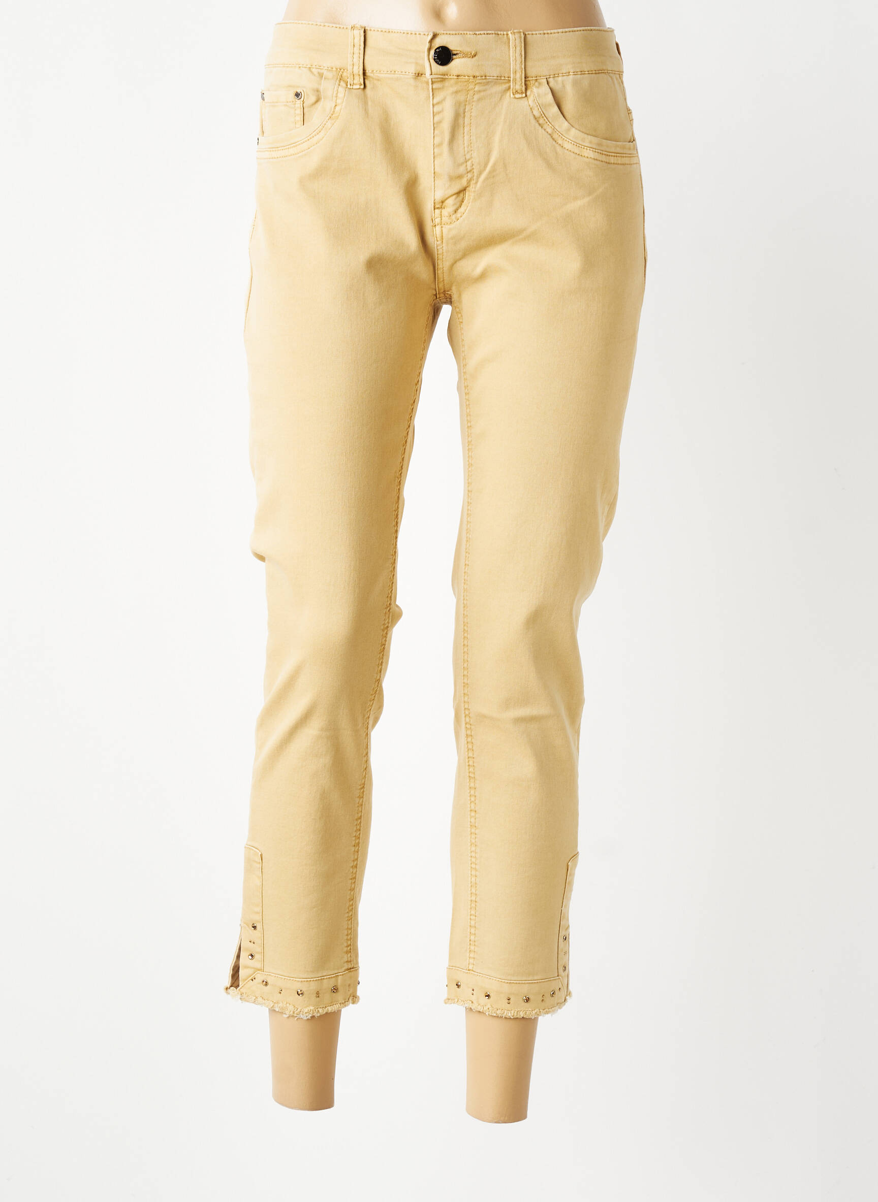 Pantalon 7/8 stretch taille normale beige KALISSON femme