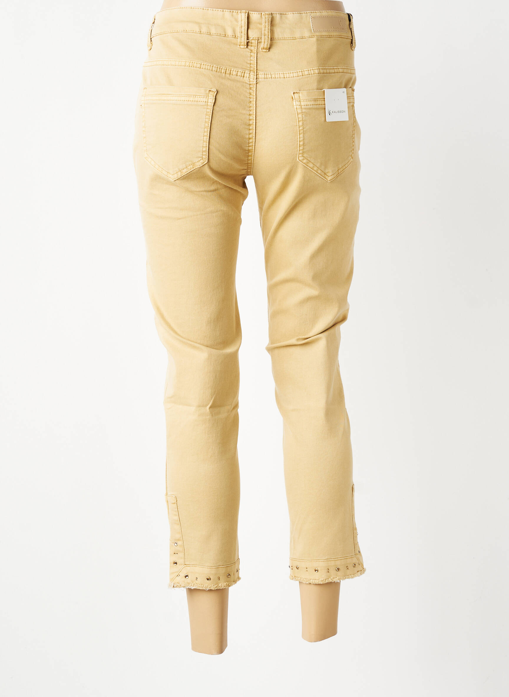 Pantalon 7/8 stretch taille normale beige KALISSON femme