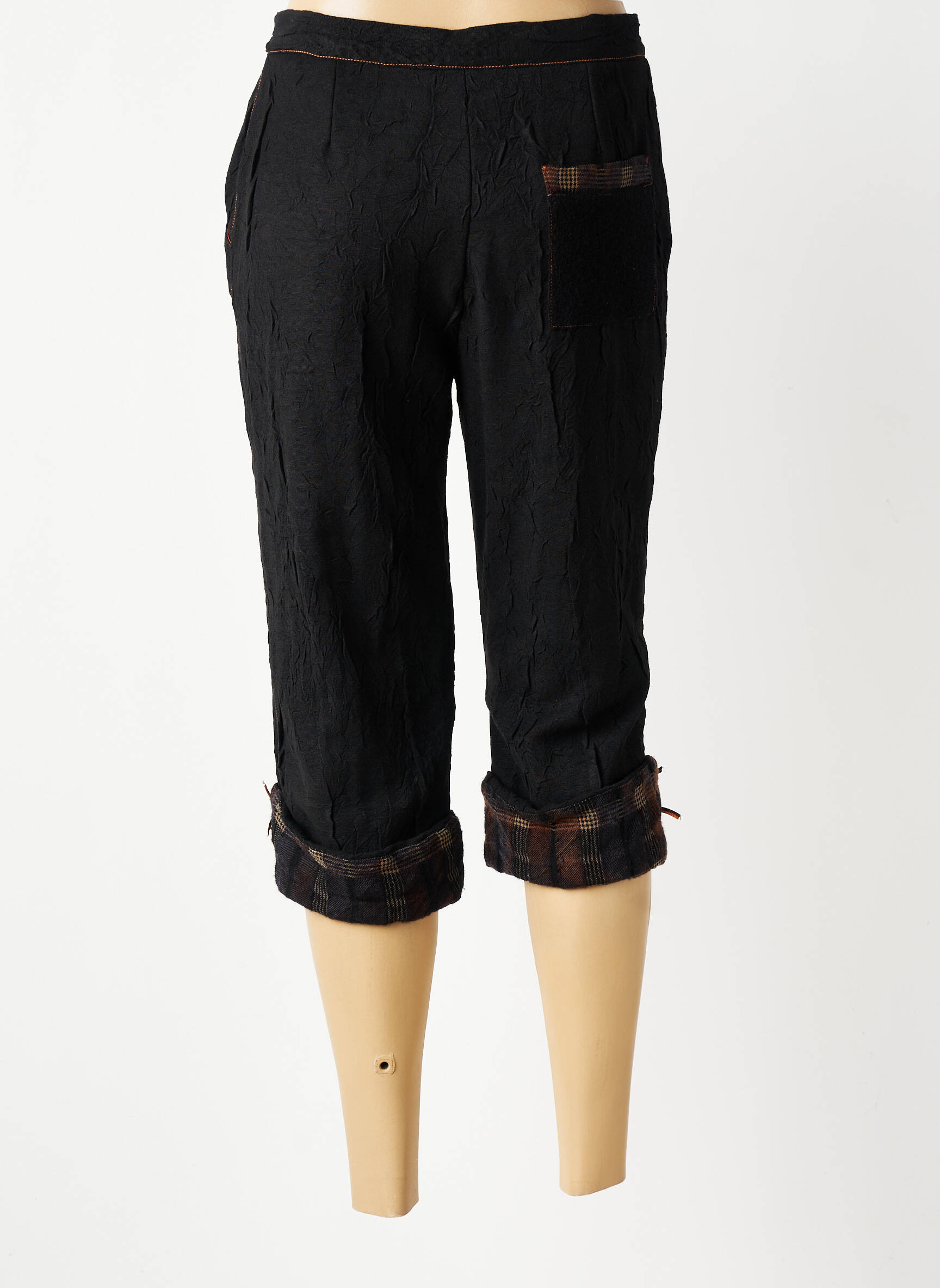 Pantacourt coupe droite taille normale noir FILLE DES SABLES femme