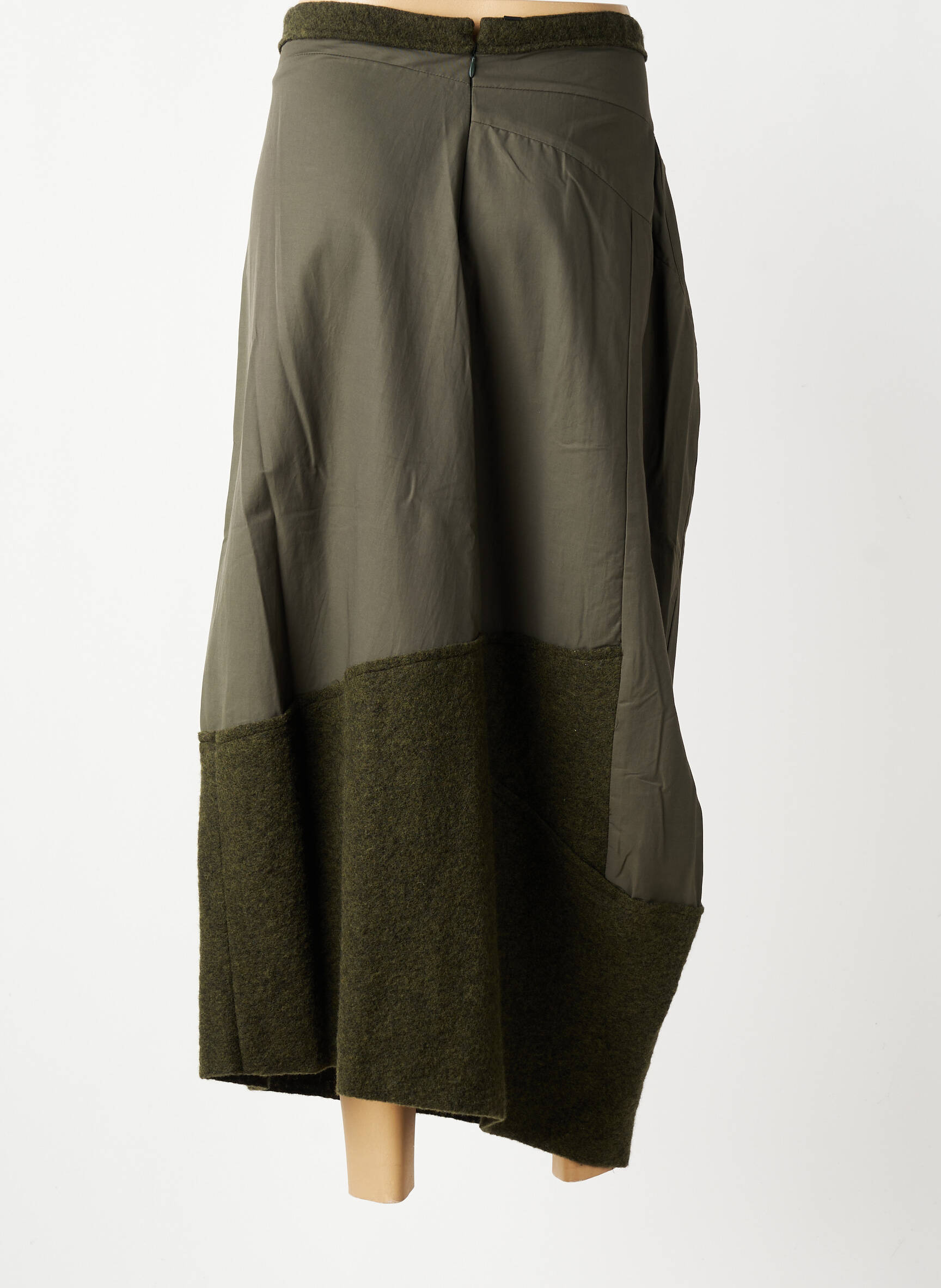 Jupe longue fermeture zippée au dos vert FILLE DES SABLES femme