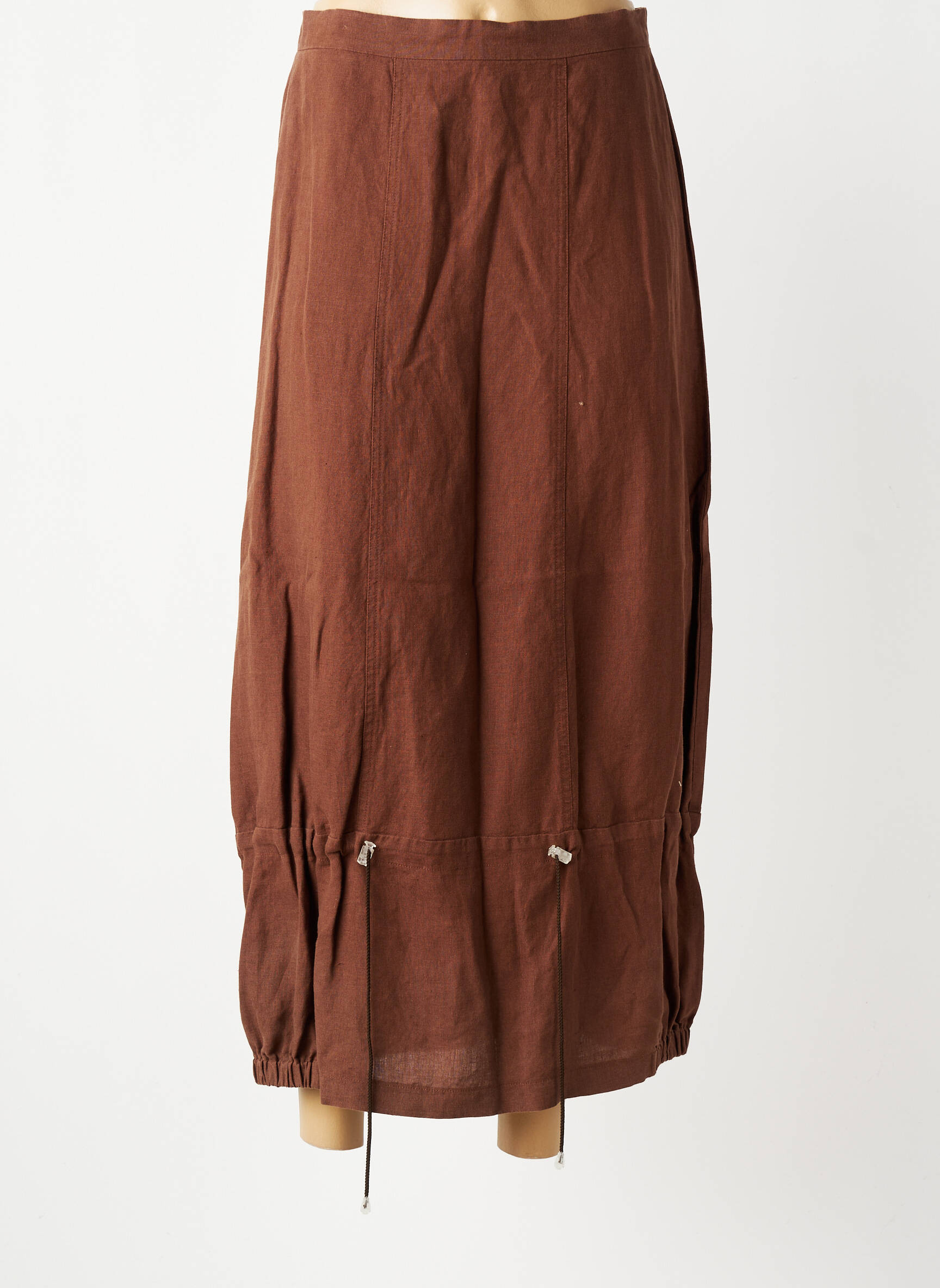 Jupe longue fermeture zippée au dos marron ROSA ROSAM femme