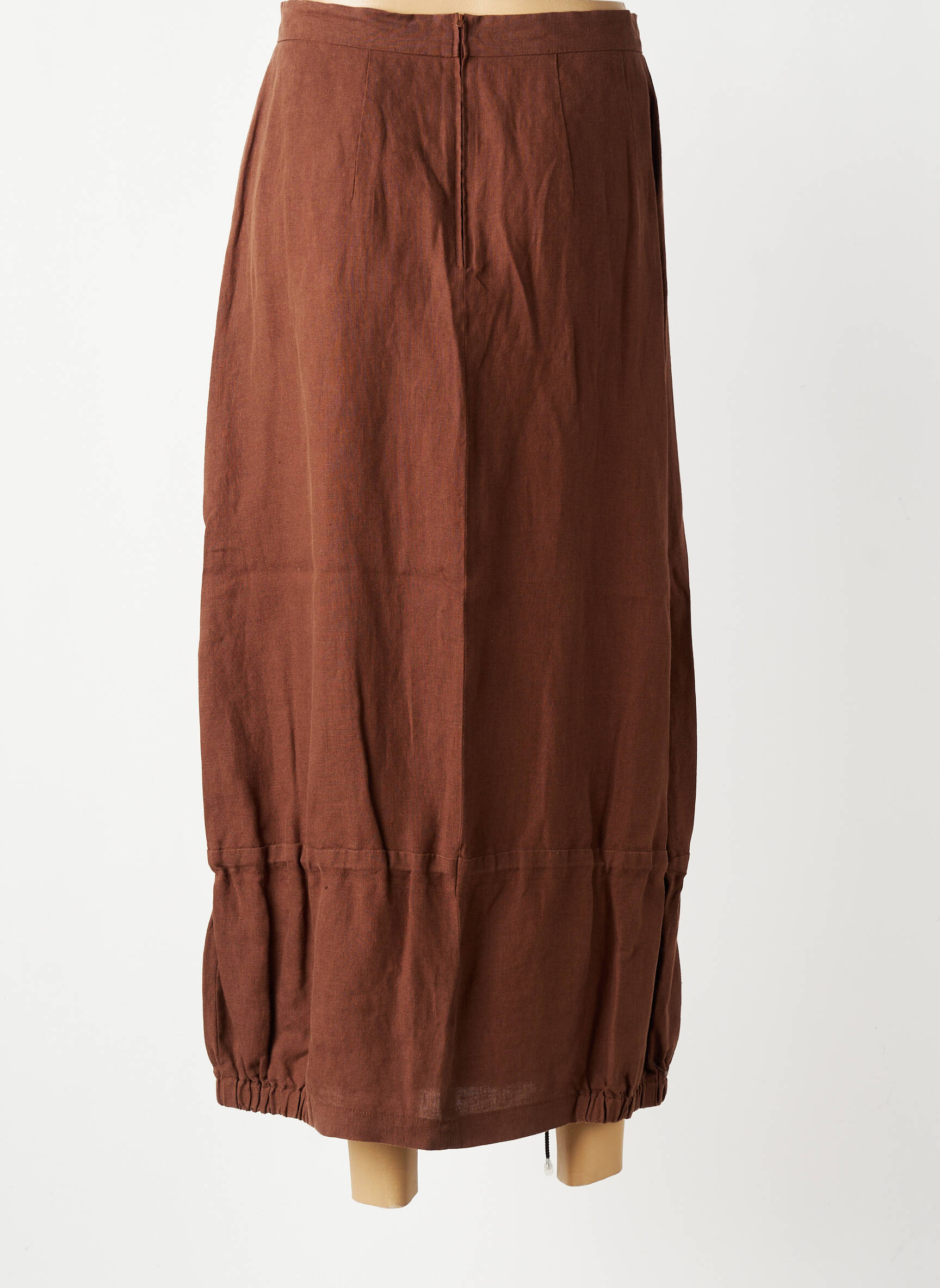Jupe longue fermeture zippée au dos marron ROSA ROSAM femme
