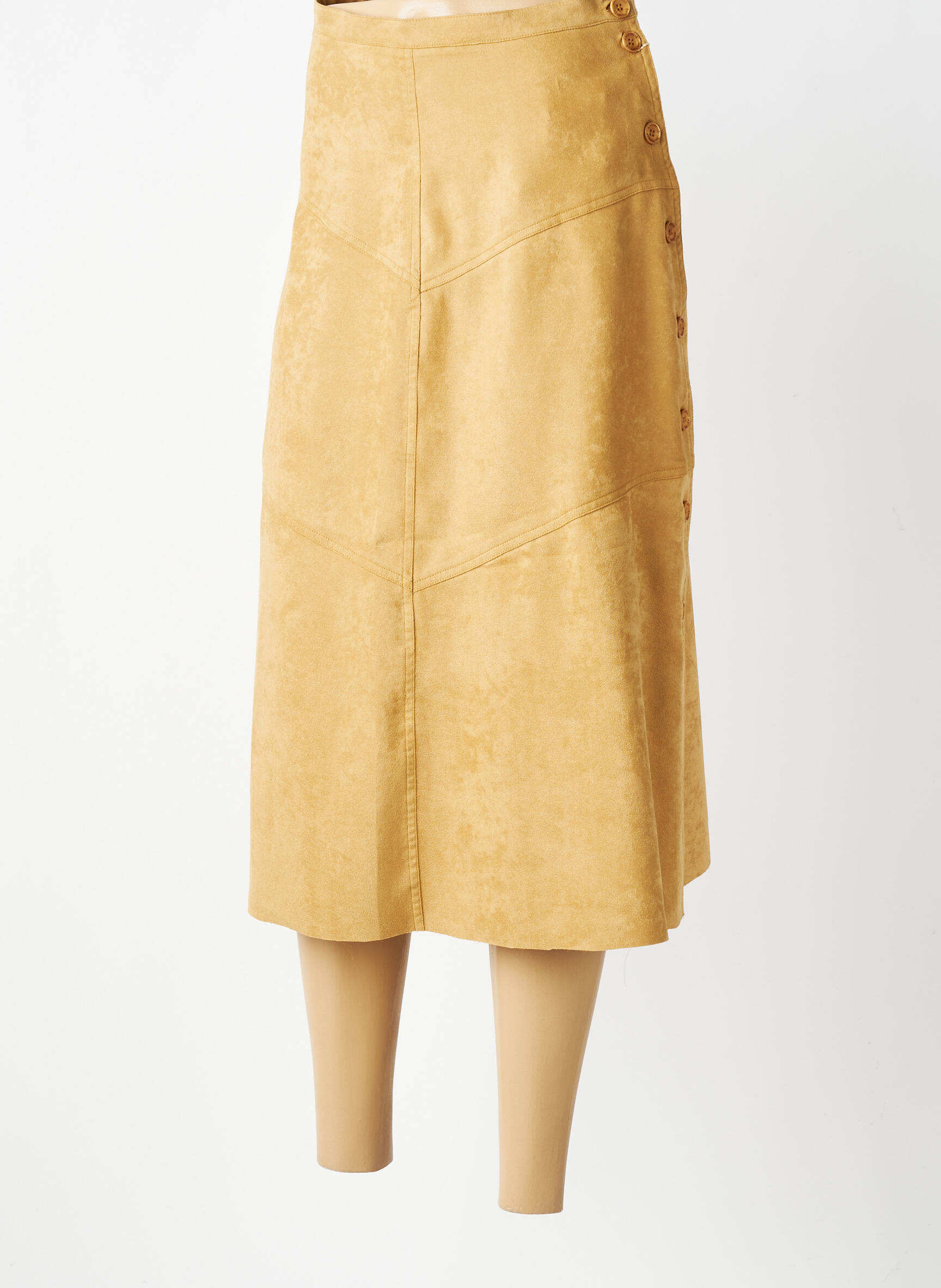 Jupe mi-longue coupe droite beige ANTONELLE femme