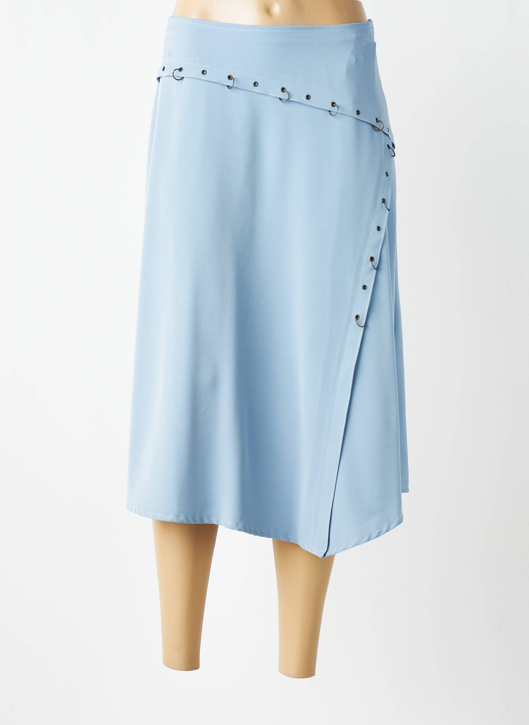 Jupe mi-longue doublure textile bleu BAI AMOUR femme
