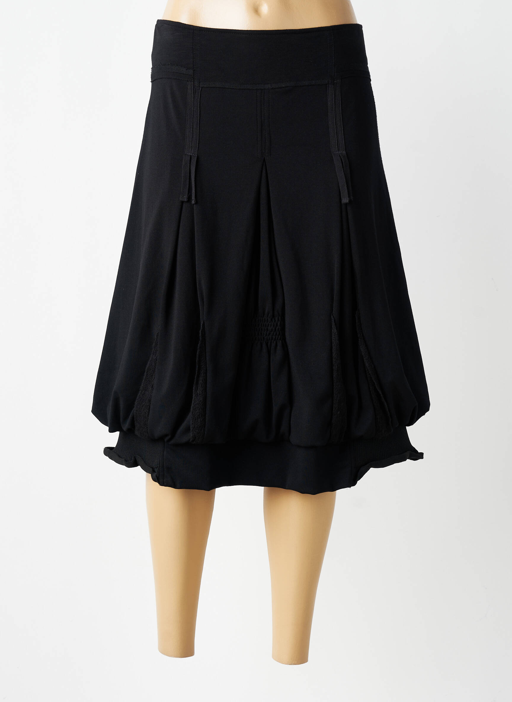 Jupe mi-longue stretch noir FILLE DES SABLES femme