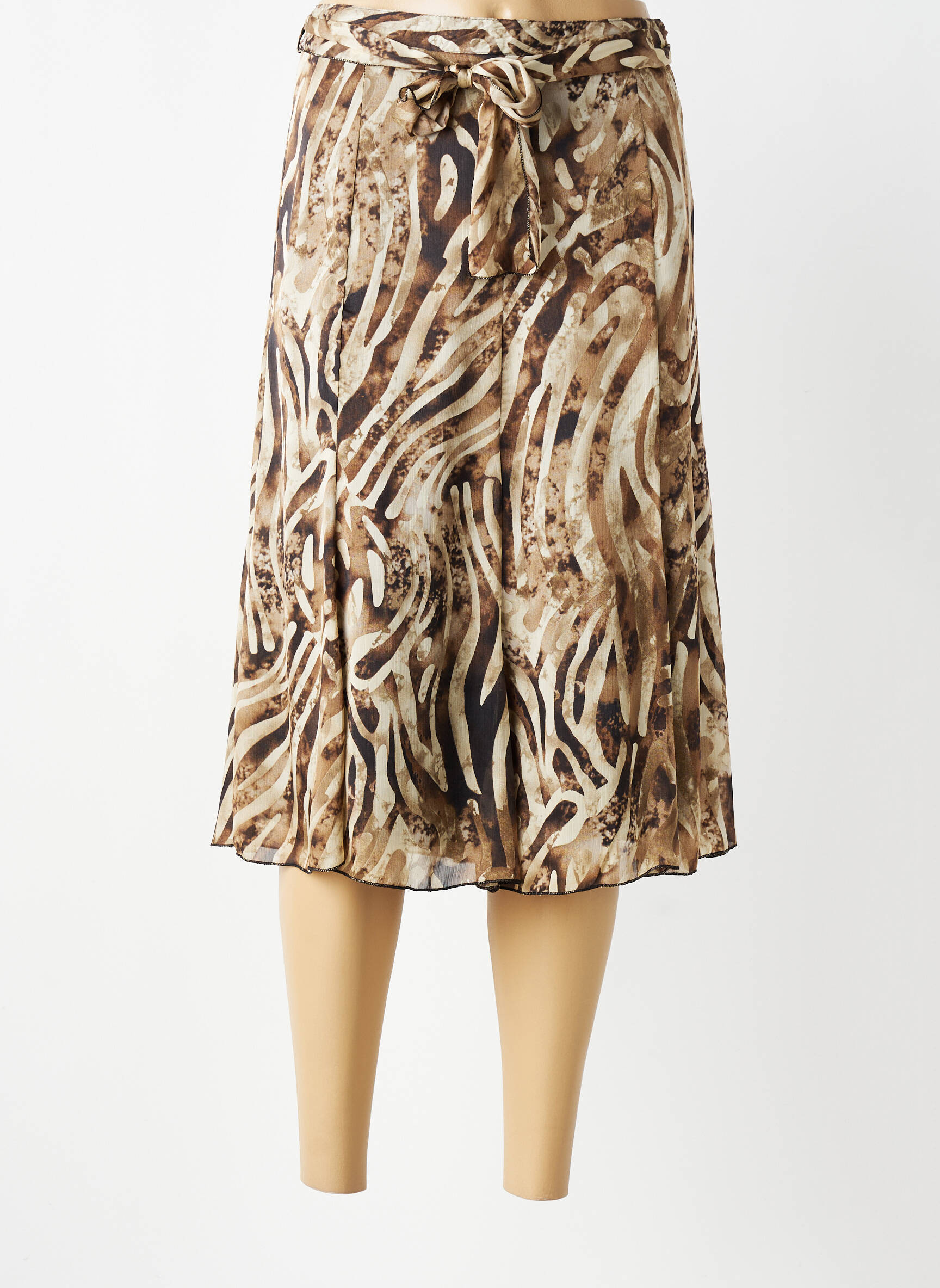 Jupe mi-longue coupe droite marron UN TEMPS POUR ELLE femme