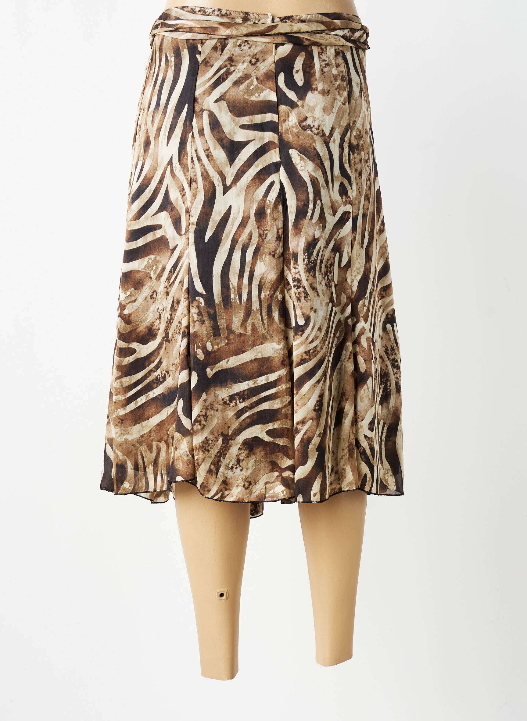 Jupe mi-longue coupe droite marron UN TEMPS POUR ELLE femme