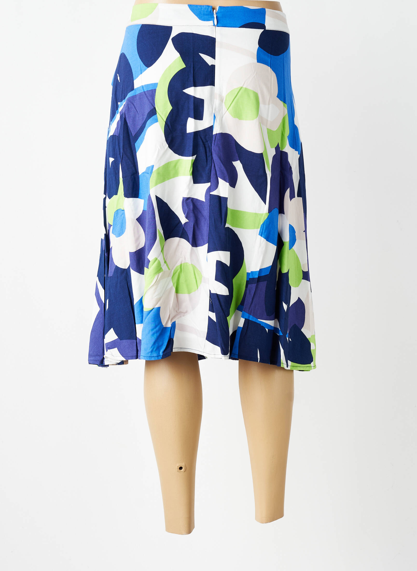 Jupe mi-longue fermeture zip latéral bleu SURKANA femme