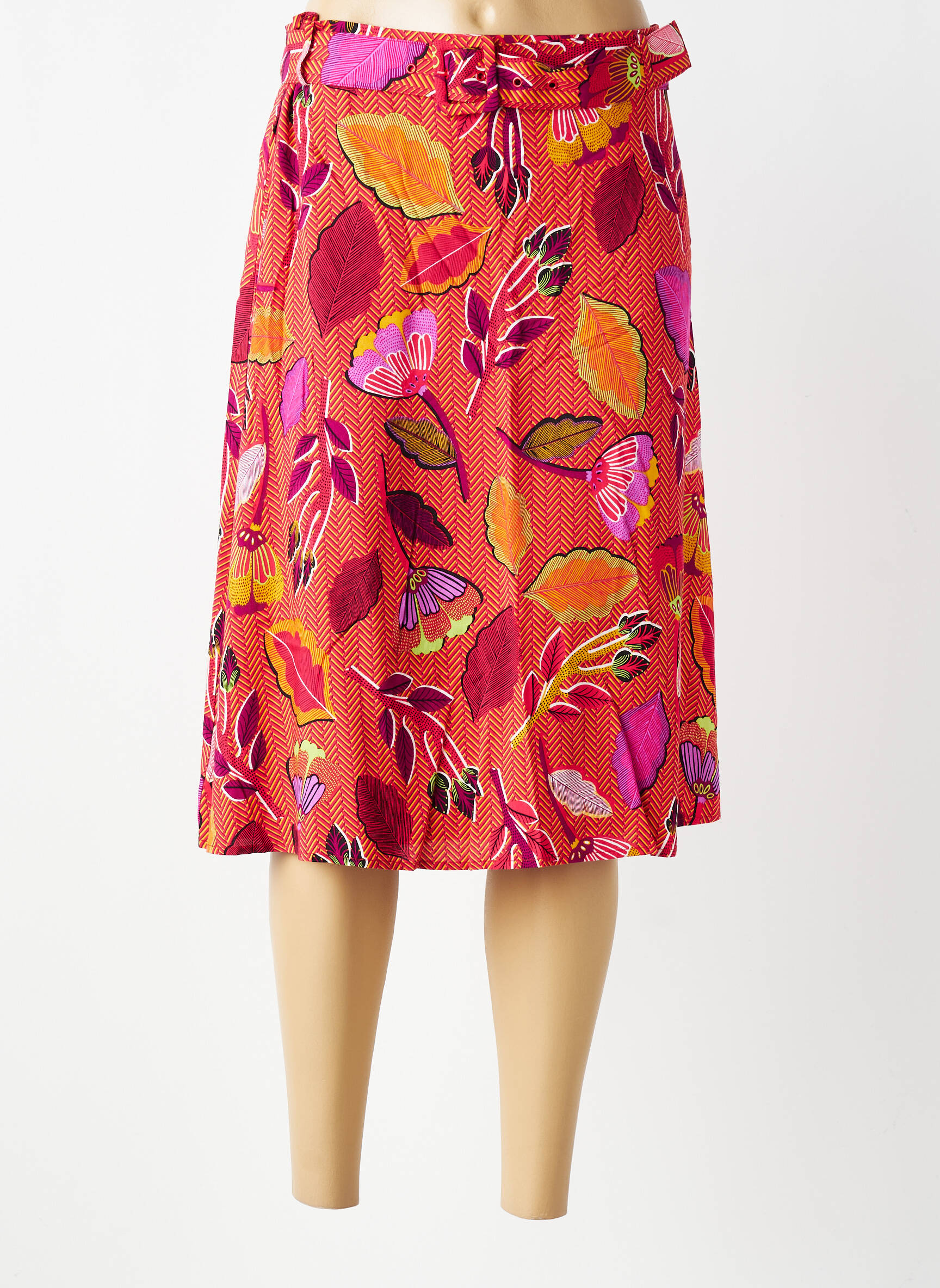 Jupe mi-longue fermeture zip latéral orange SURKANA femme
